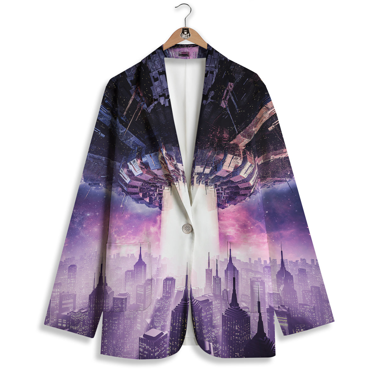 Alien Invasion Print Women's Blazer-grizzshop