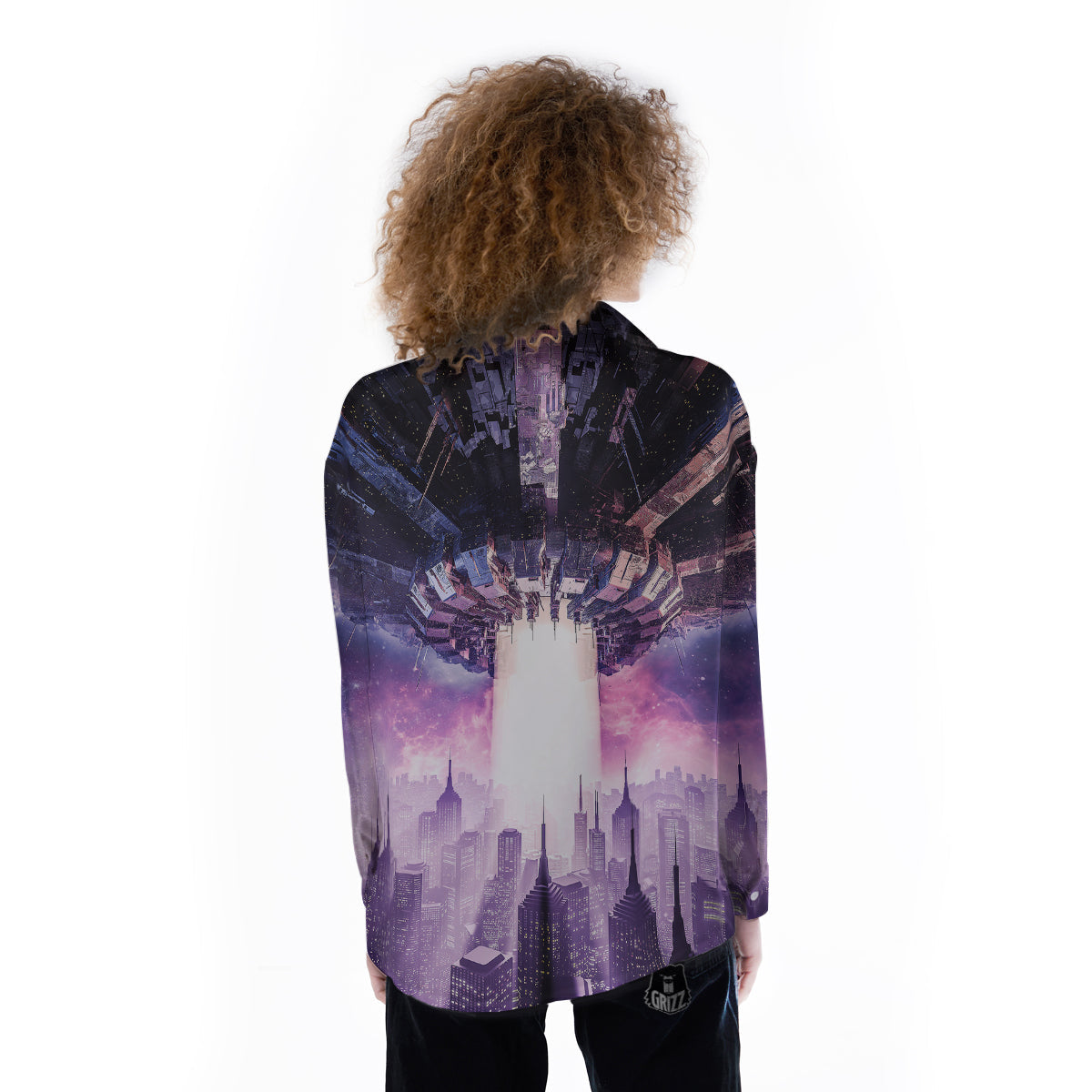 Alien Invasion Print Women's Long Sleeve Shirts-grizzshop