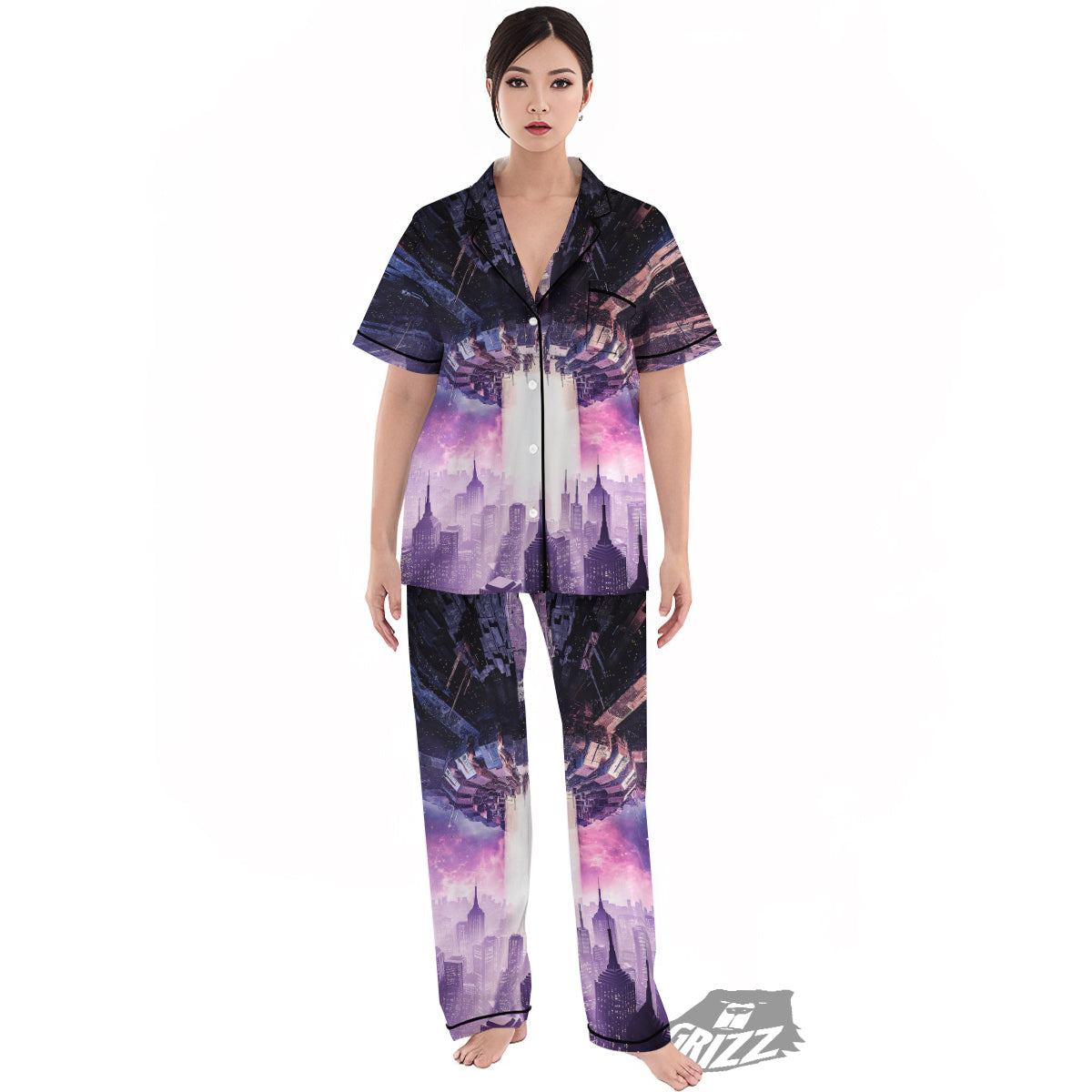 Alien Invasion Print Women's Pajamas Set-grizzshop