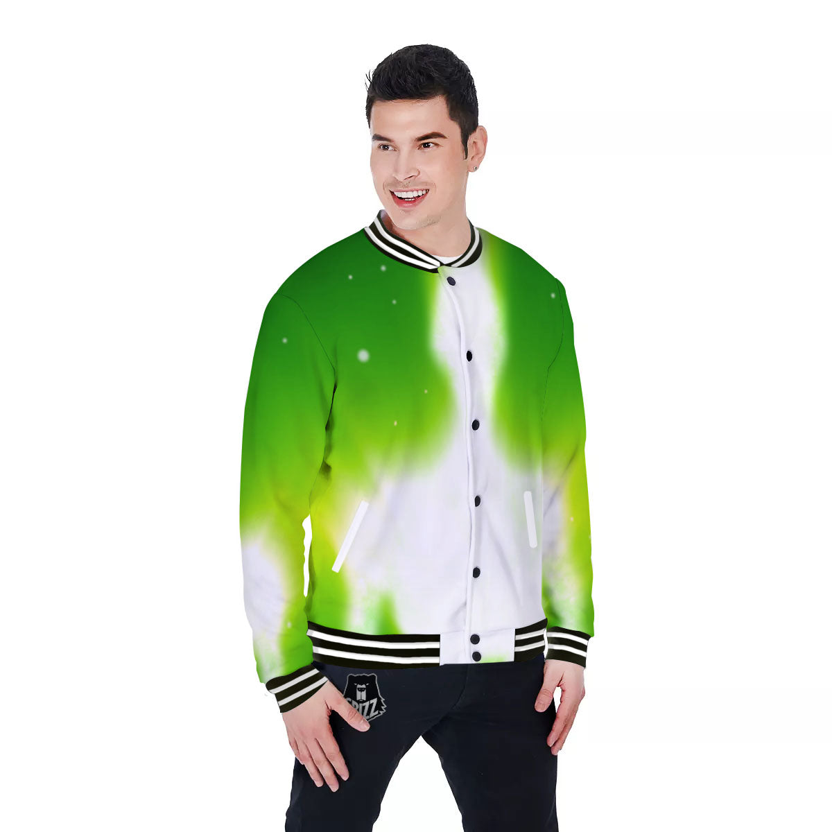 Alien Light Green Print Baseball Jacket-grizzshop