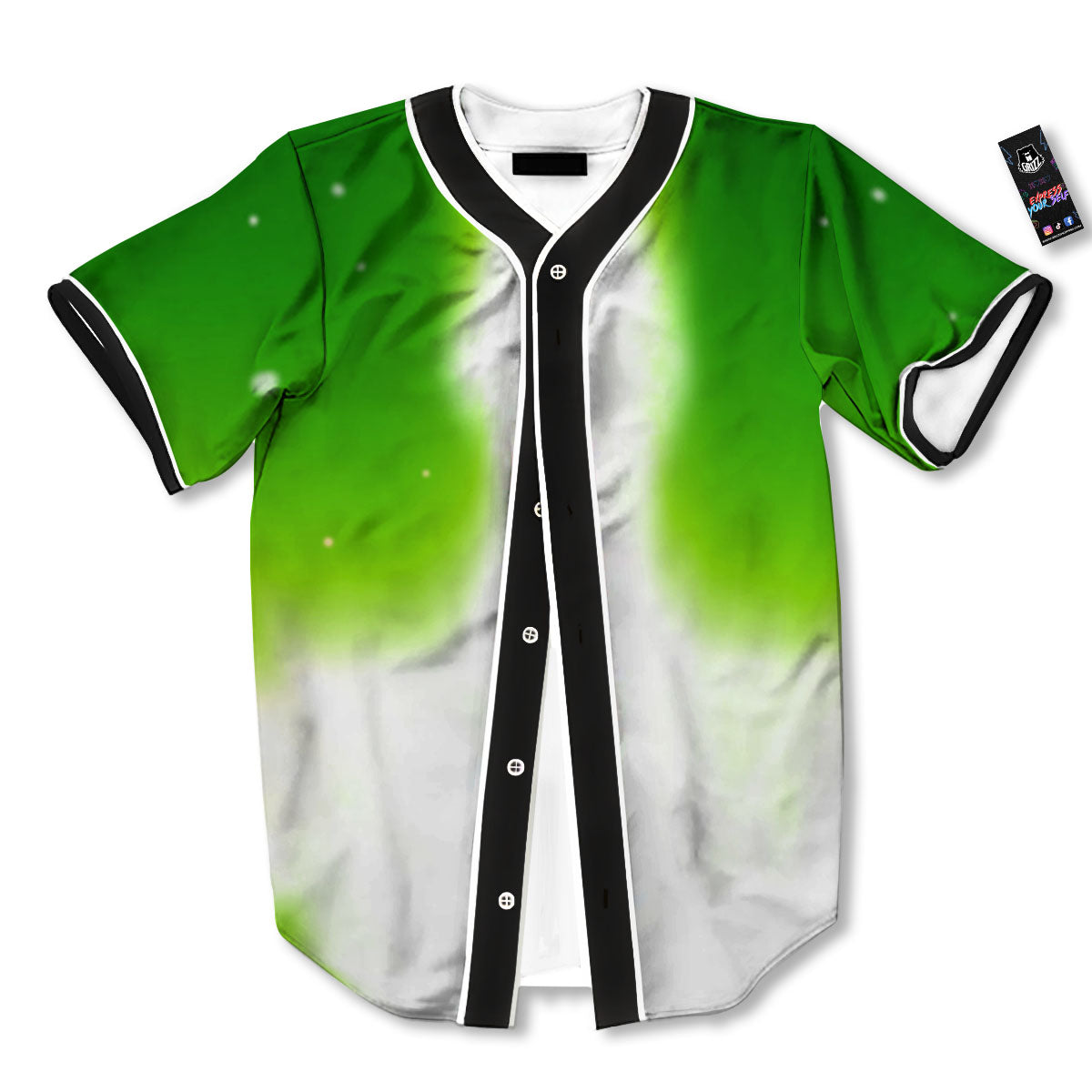 Alien Light Green Print Baseball Jersey-grizzshop