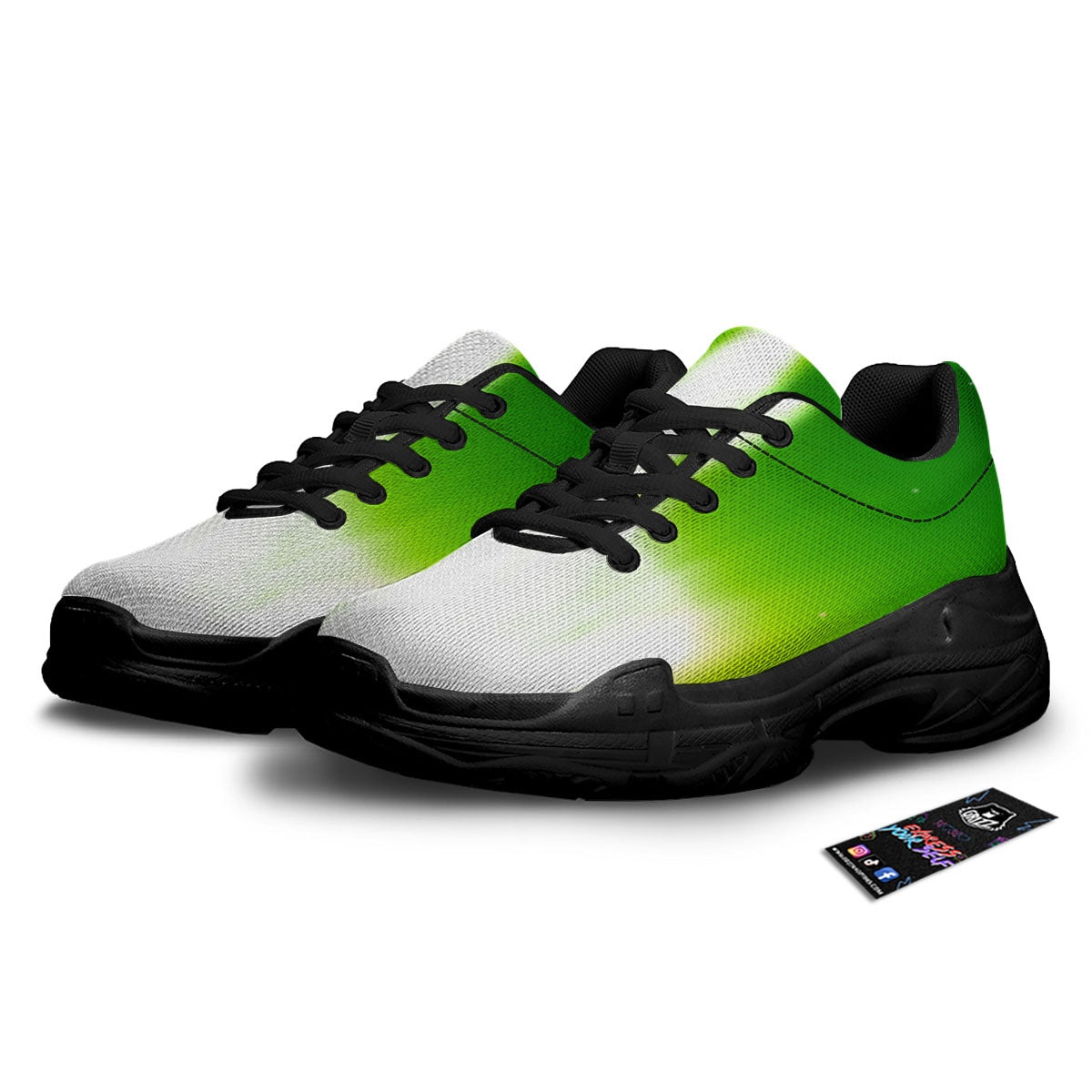 Alien Light Green Print Black Chunky Shoes-grizzshop