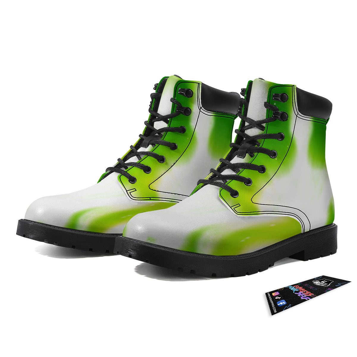 Alien Light Green Print Boots-grizzshop
