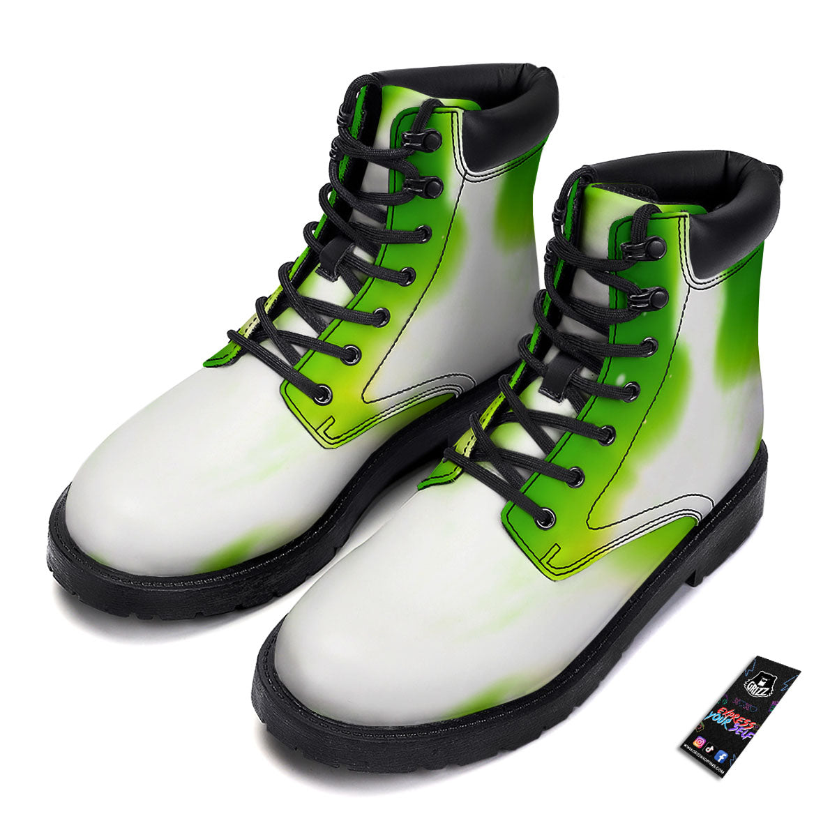 Alien Light Green Print Boots-grizzshop
