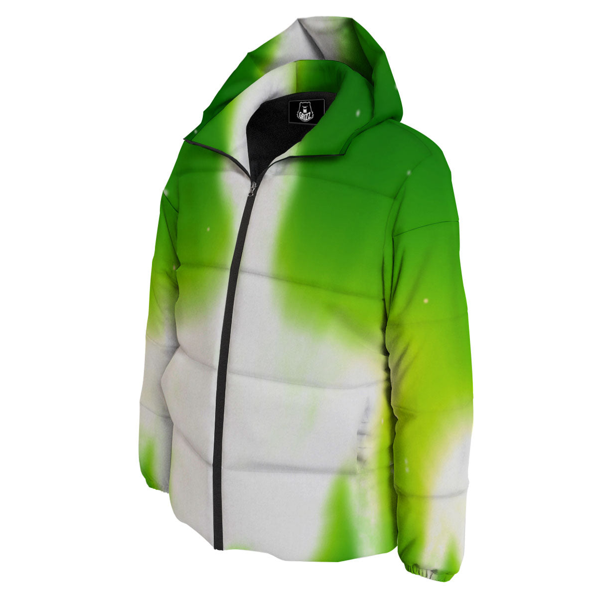 Alien Light Green Print Down Jacket-grizzshop