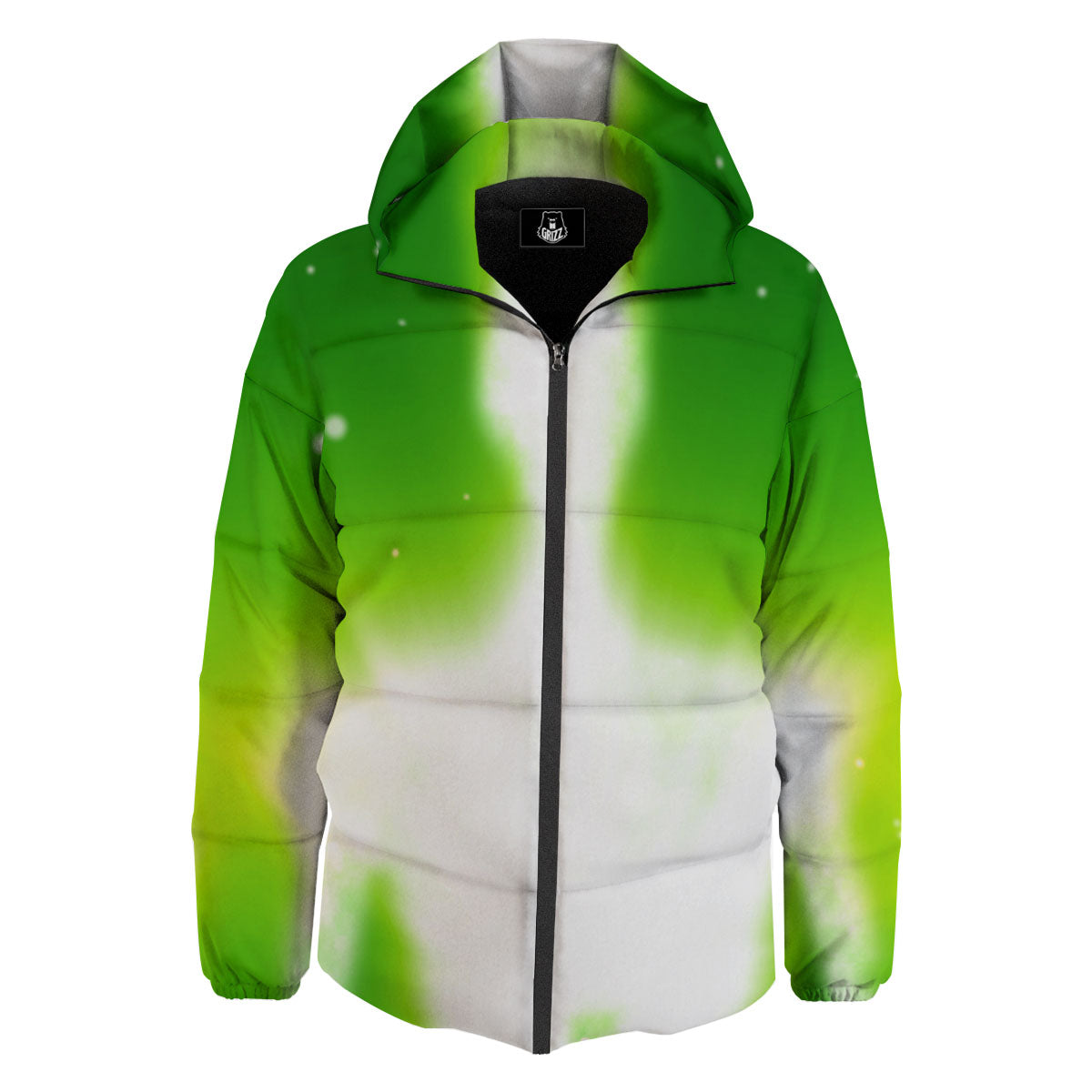 Alien Light Green Print Down Jacket-grizzshop
