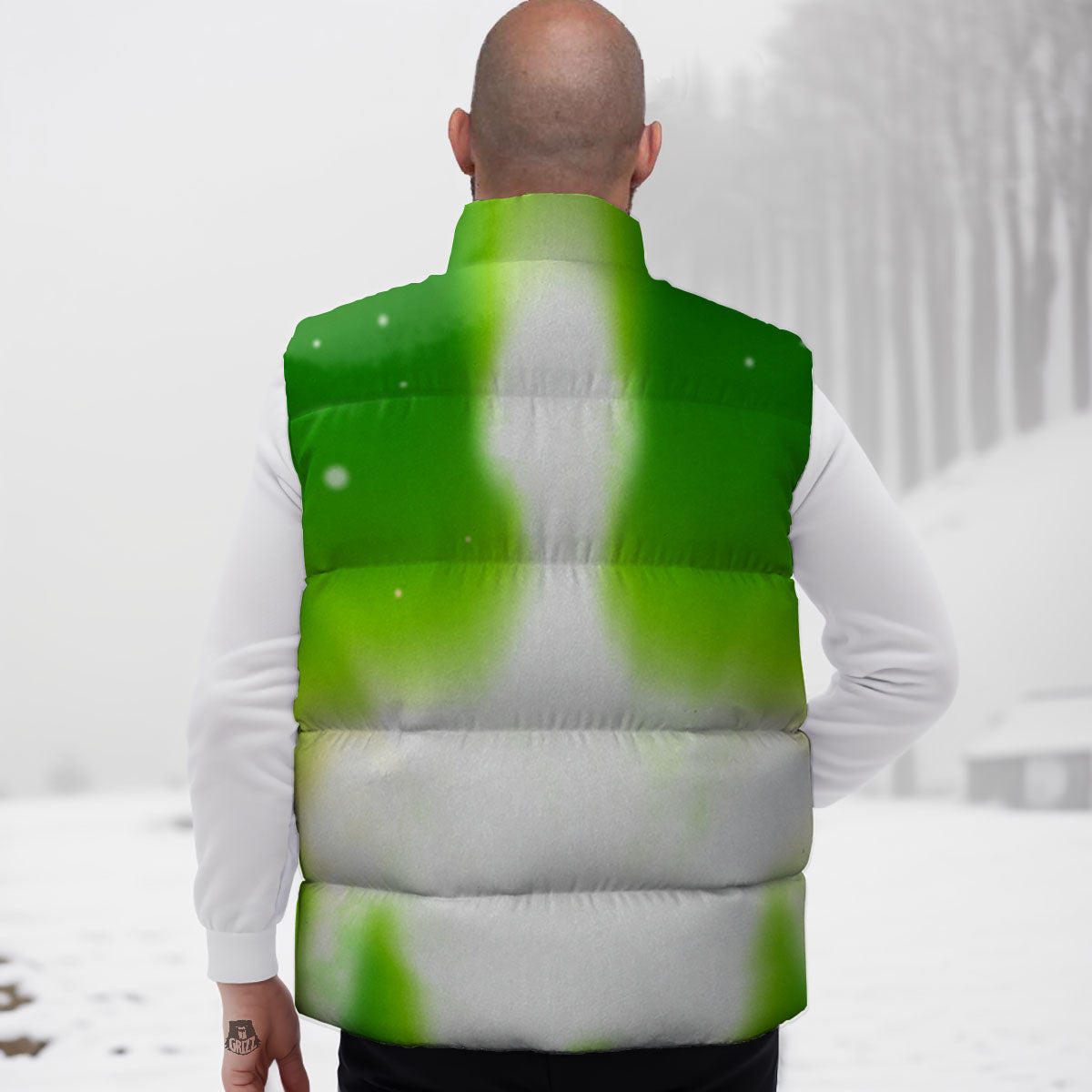 Alien Light Green Print Down Vest