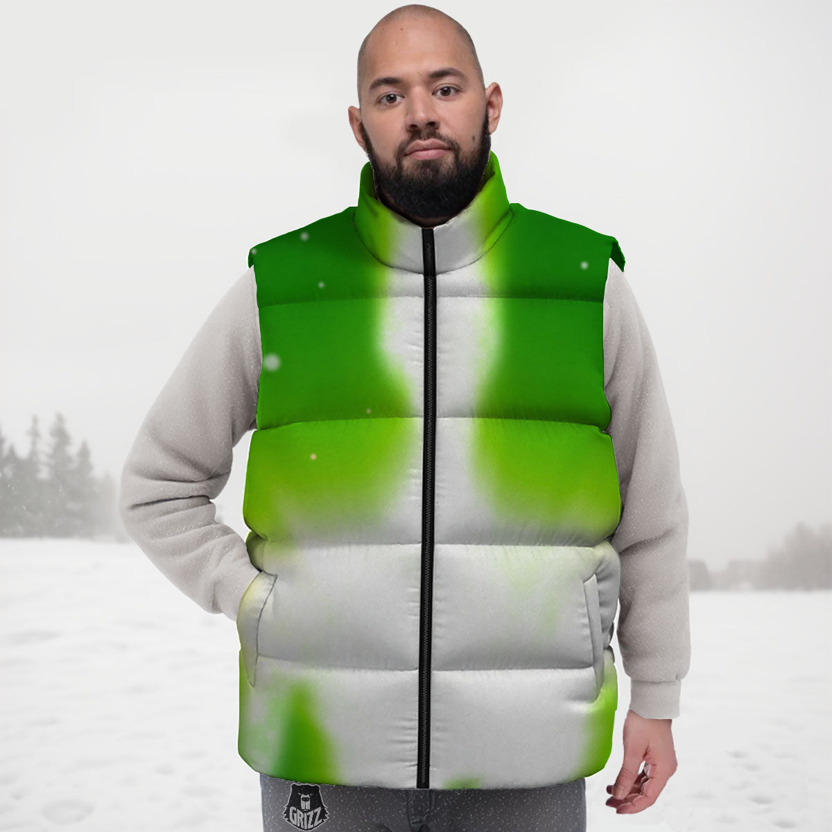Alien Light Green Print Down Vest