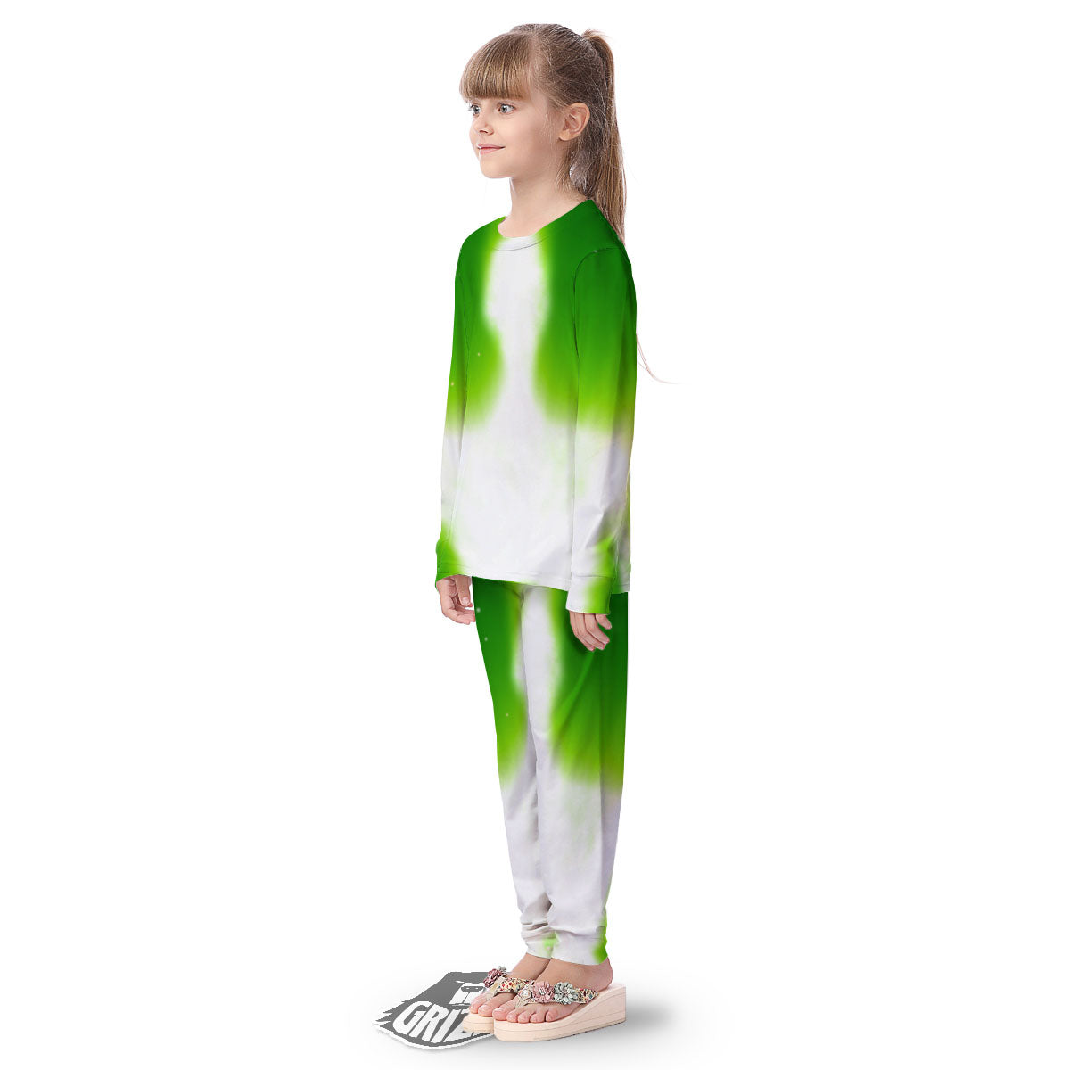 Alien Light Green Print Kid's Pajamas-grizzshop