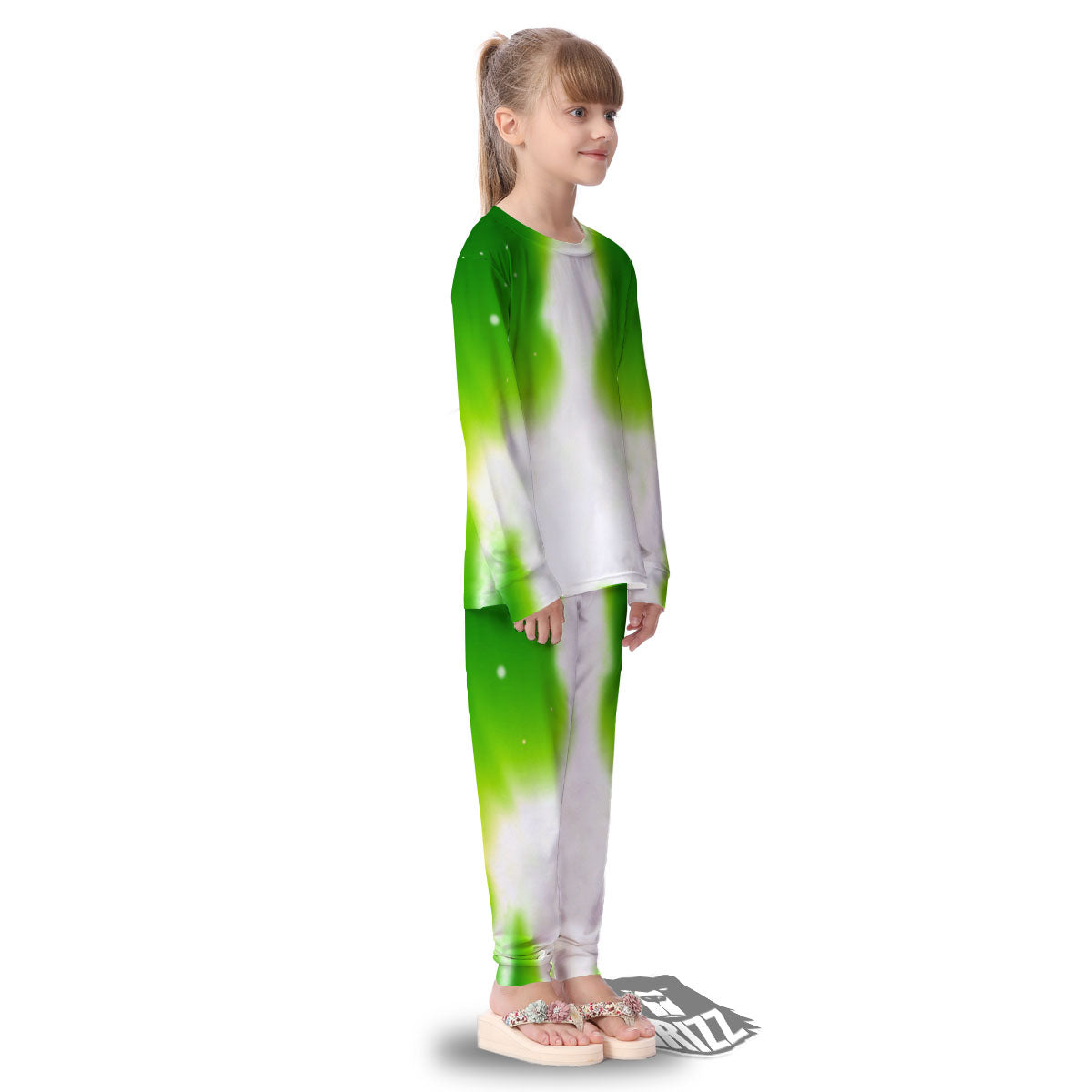 Alien Light Green Print Kid's Pajamas-grizzshop