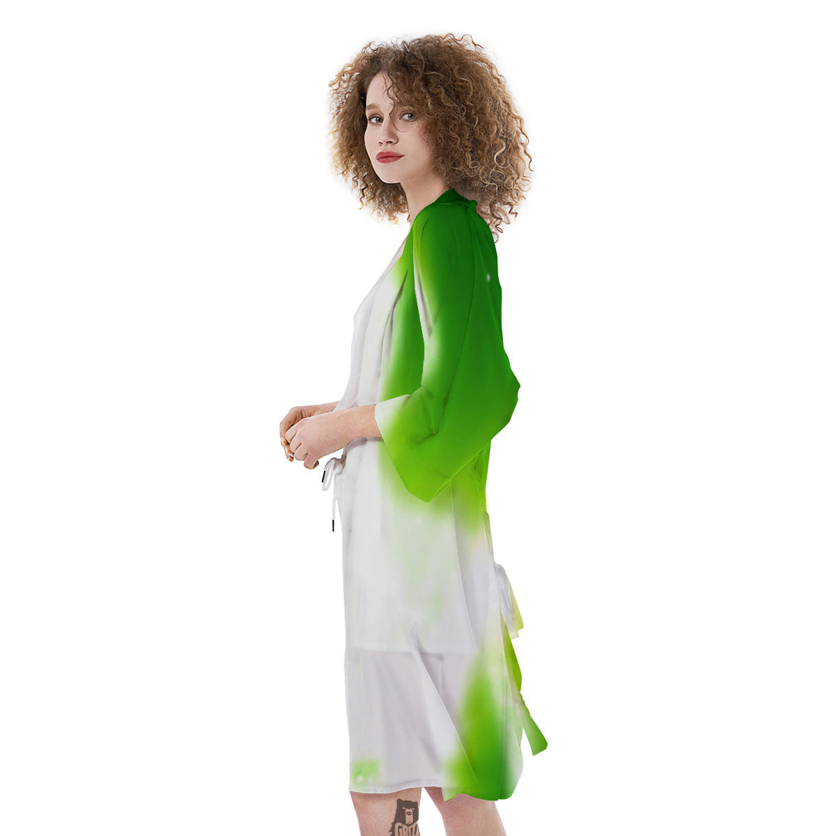 Alien Light Green Print Kimono-grizzshop