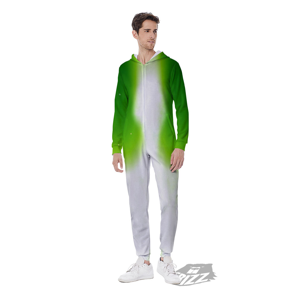 Alien Light Green Print Men's Jumpsuit-grizzshop