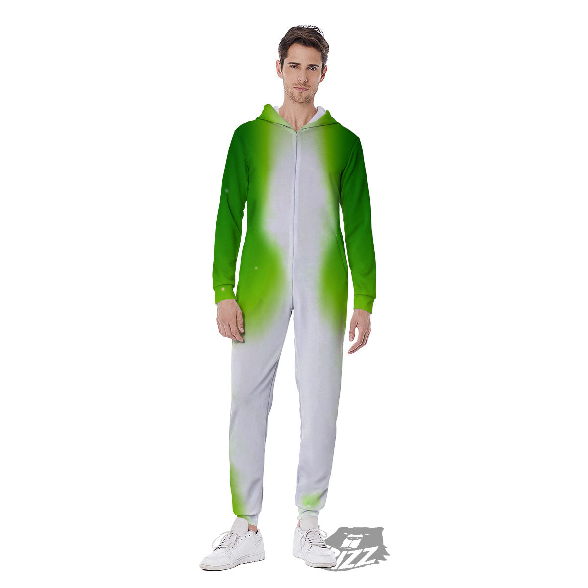 Alien Light Green Print Men's Jumpsuit-grizzshop