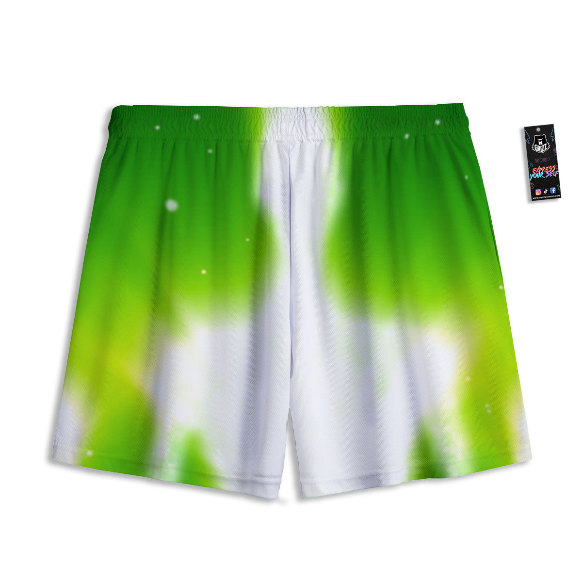 Alien Light Green Print Mesh Shorts
