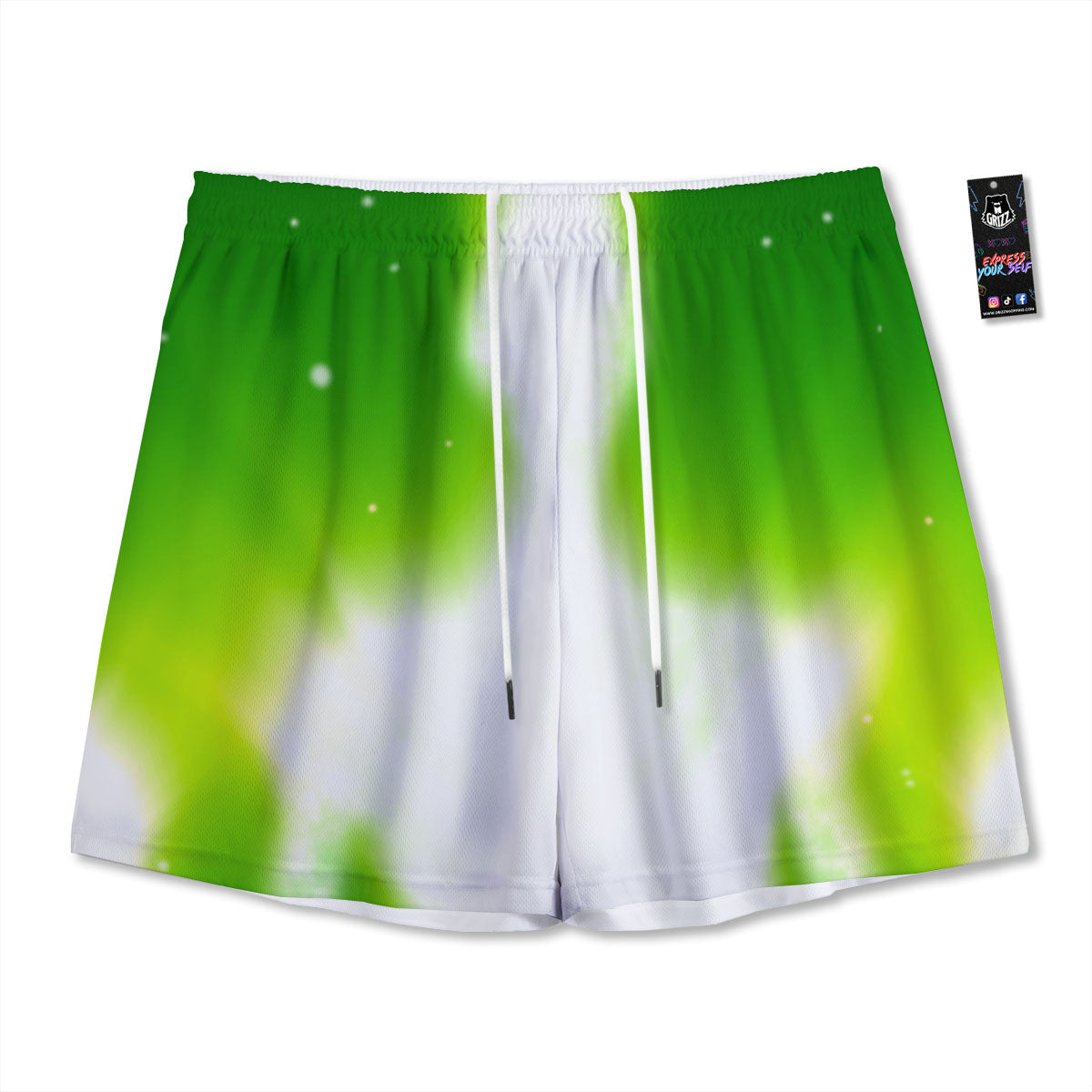 Alien Light Green Print Mesh Shorts