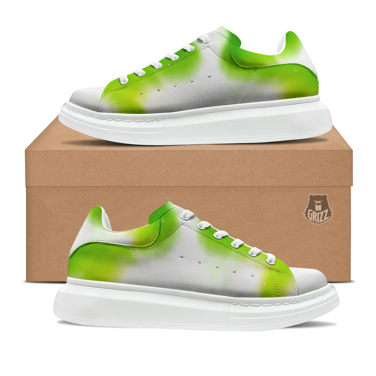 Alien Light Green Print Platform Shoes-grizzshop