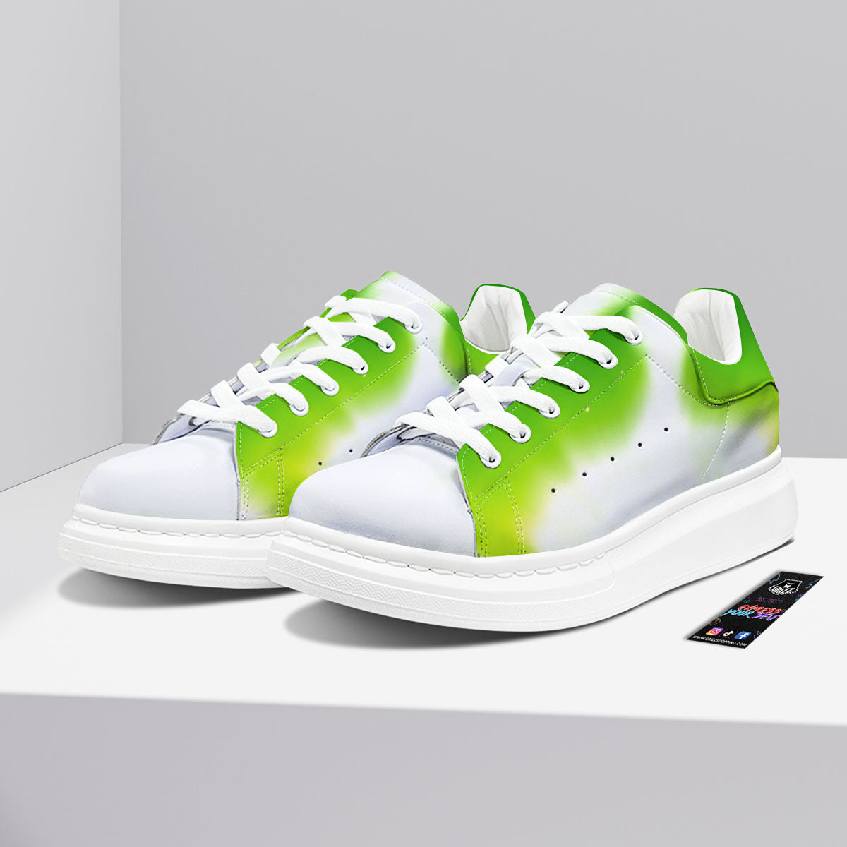 Alien Light Green Print Platform Shoes-grizzshop