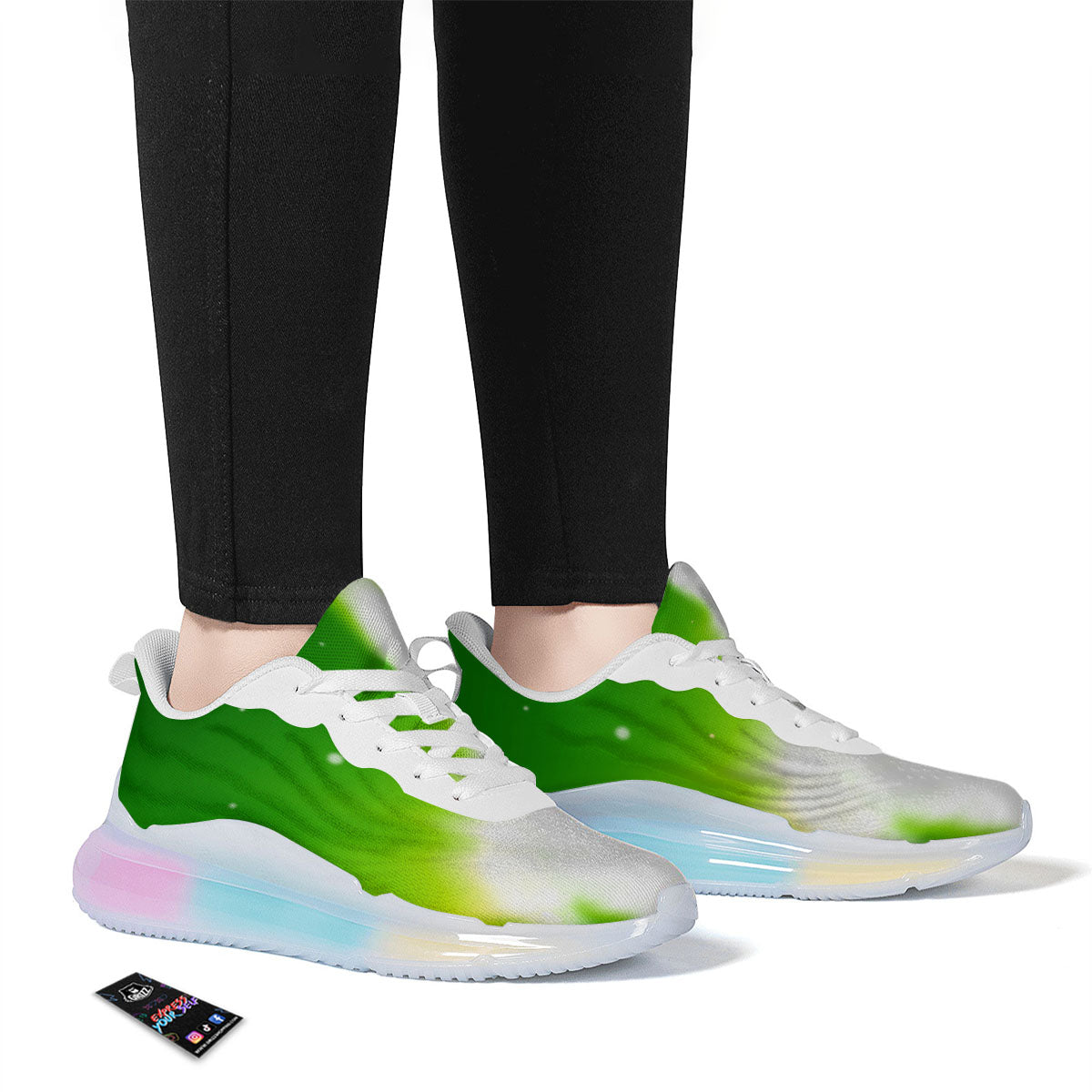Alien Light Green Print Running Sneakers-grizzshop