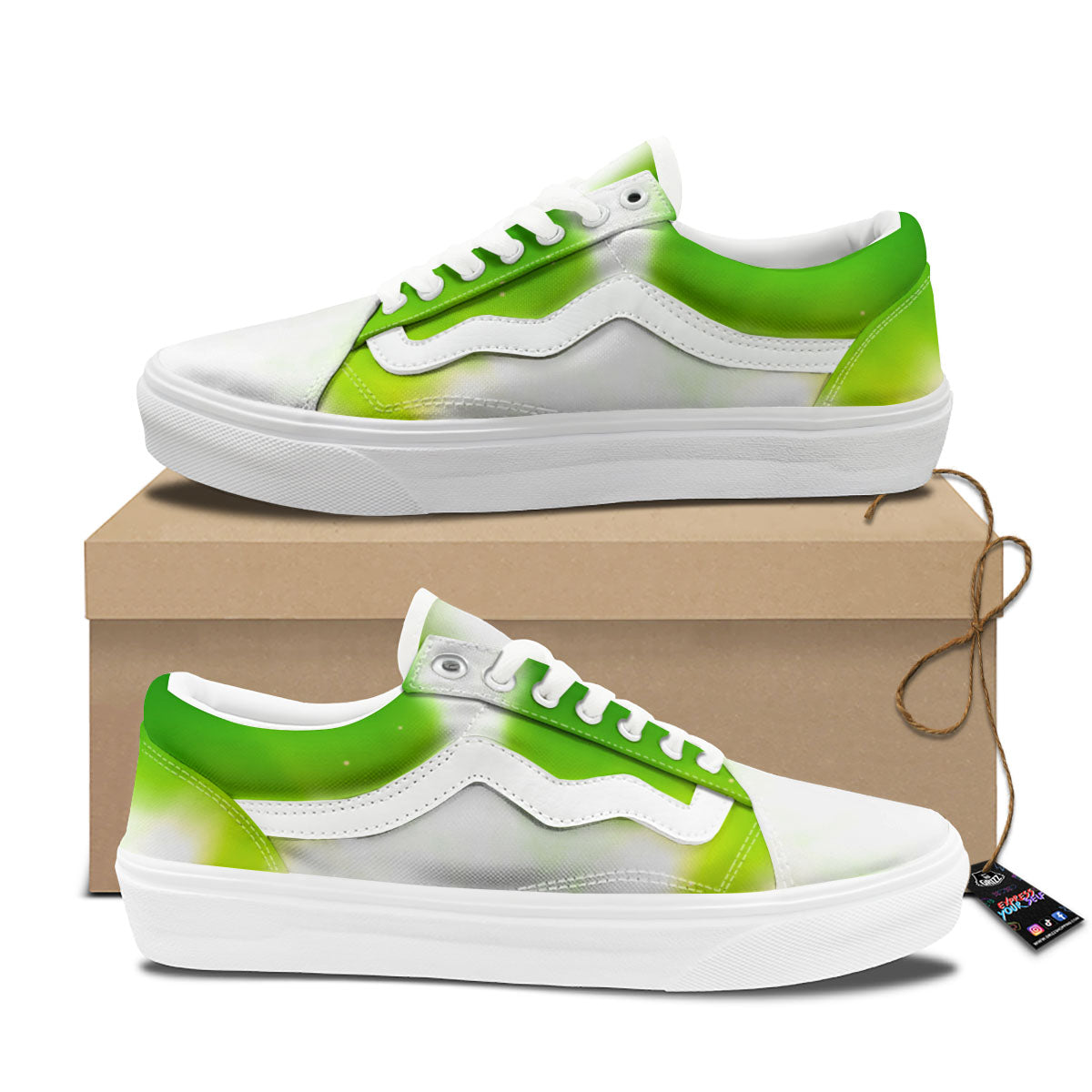 Alien Light Green Print Skate Shoes-grizzshop