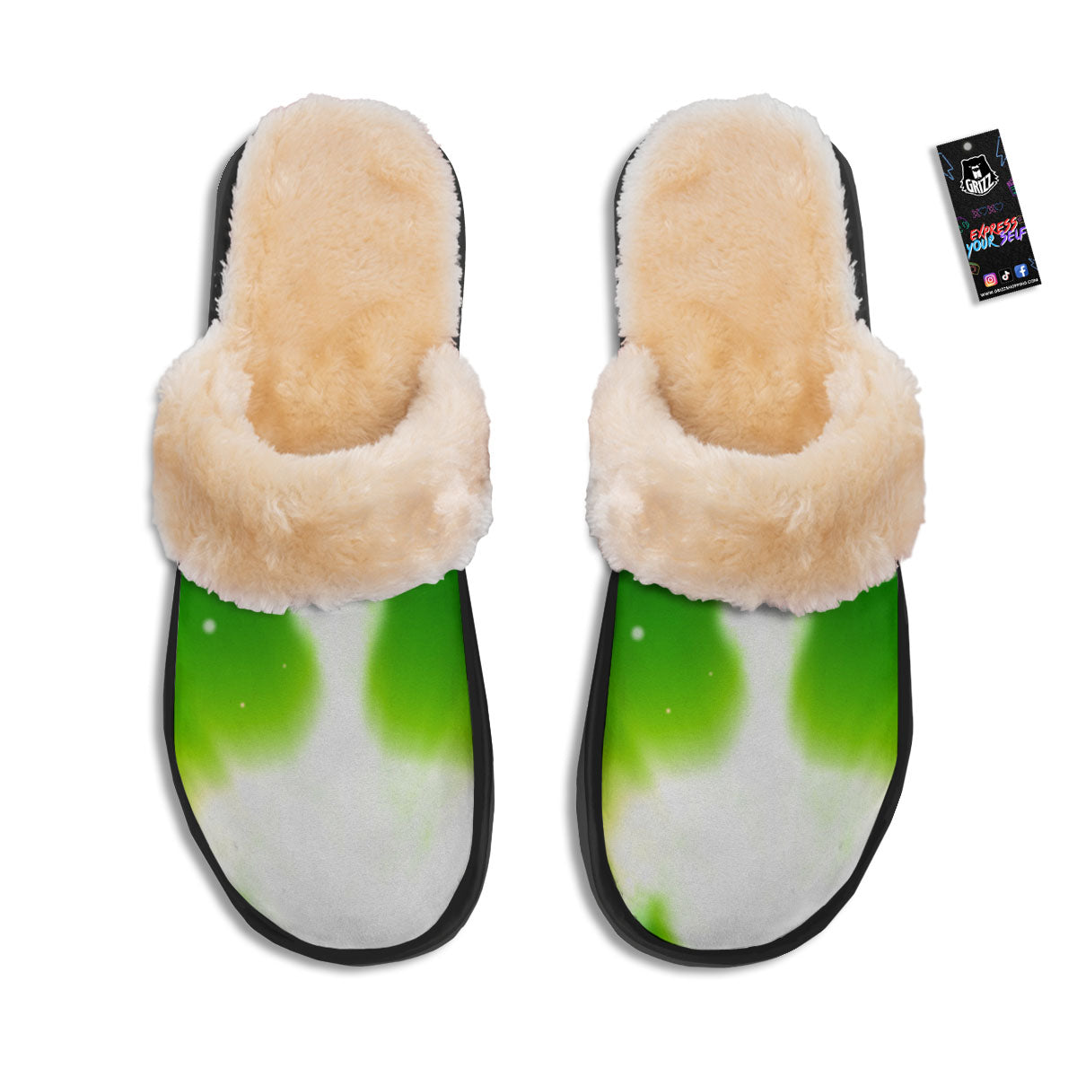 Alien Light Green Print Slippers-grizzshop
