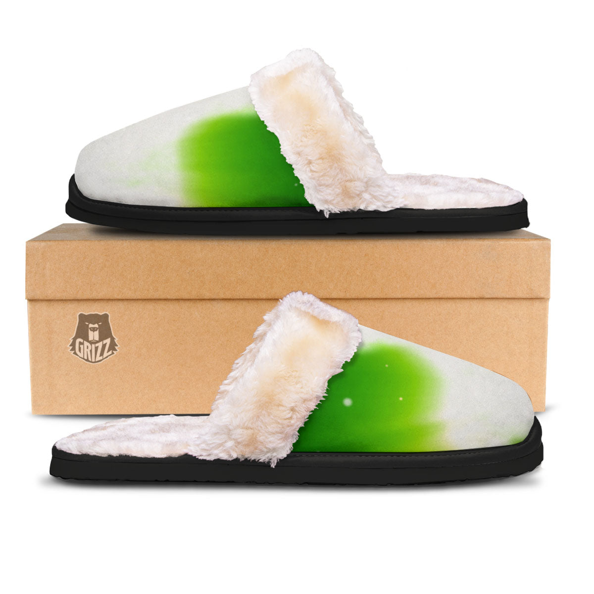 Alien Light Green Print Slippers-grizzshop