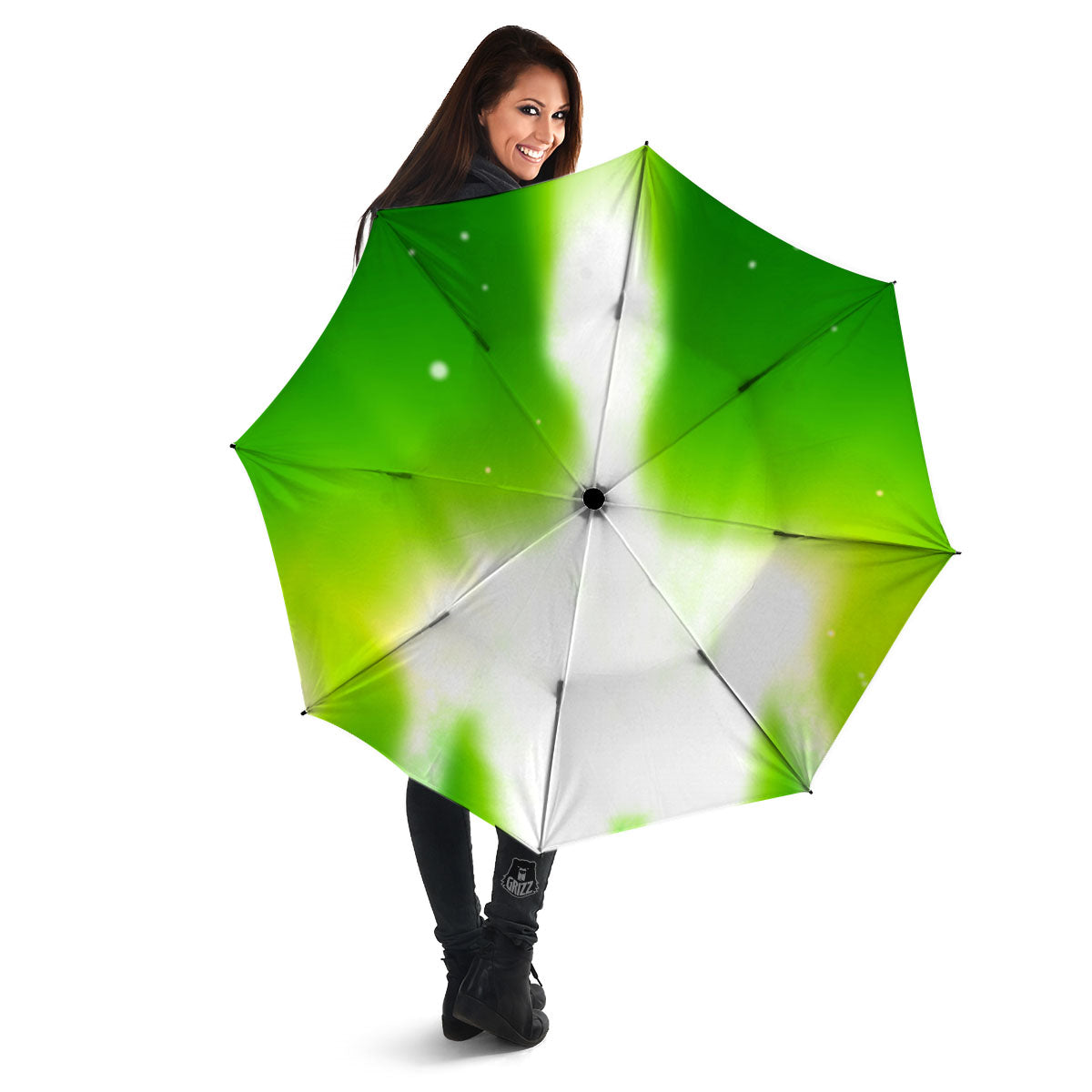 Alien Light Green Print Umbrella-grizzshop