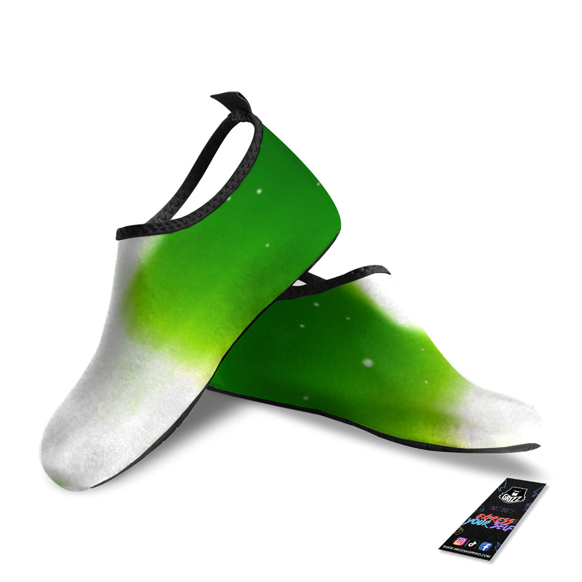 Alien Light Green Print Water Shoes-grizzshop