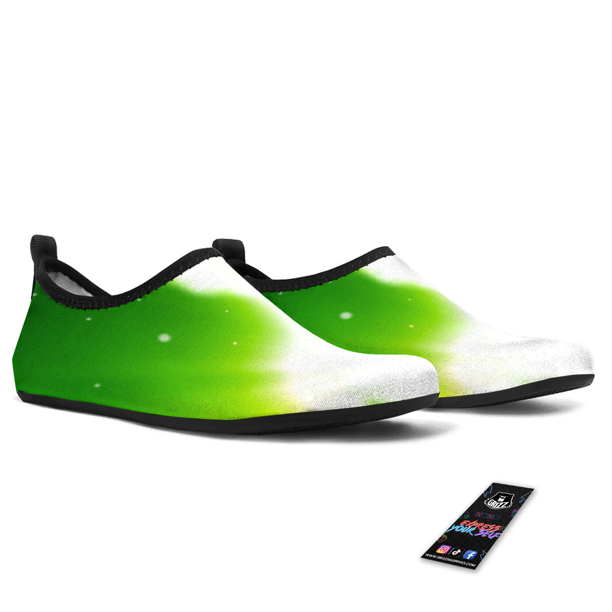 Alien Light Green Print Water Shoes-grizzshop