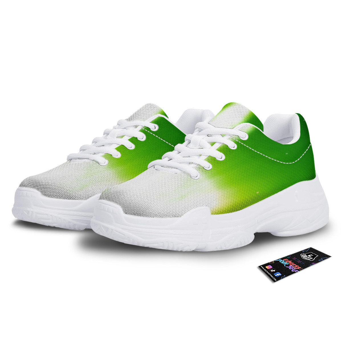 Alien Light Green Print White Chunky Shoes-grizzshop