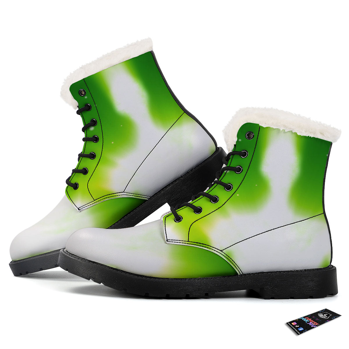 Alien Light Green Print Winter Boots-grizzshop