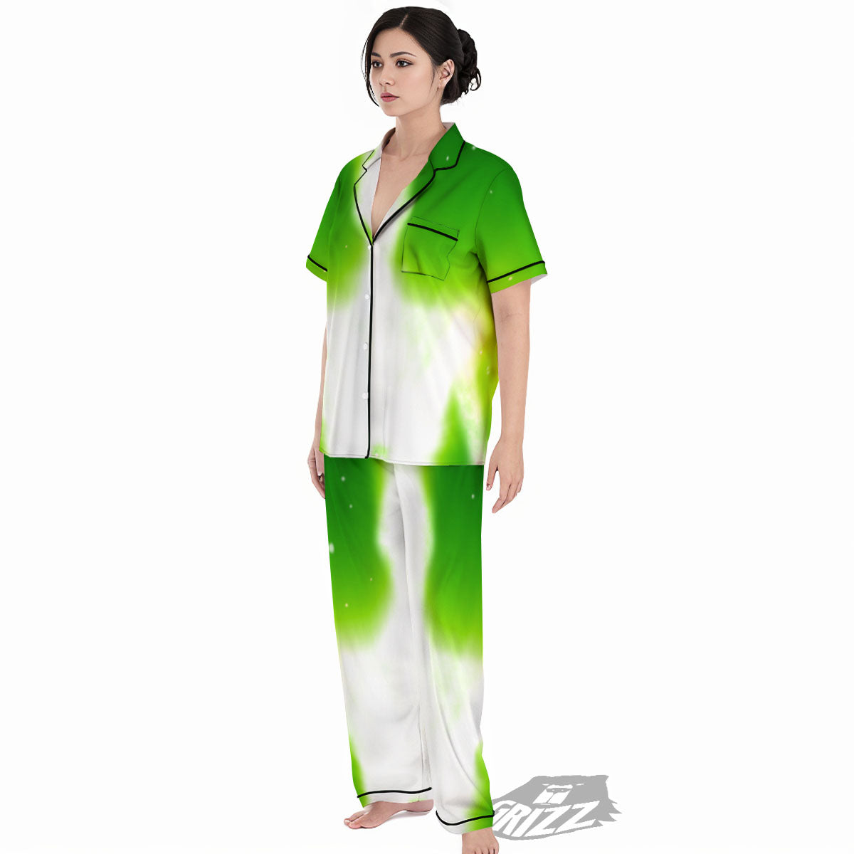 Alien Light Green Print Women's Pajamas Set-grizzshop