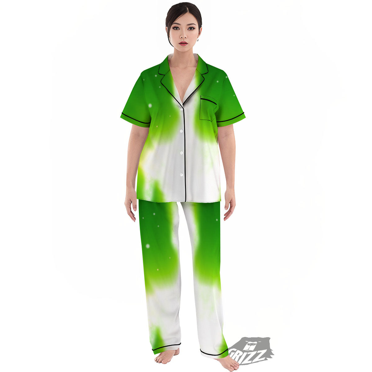 Alien Light Green Print Women's Pajamas Set-grizzshop