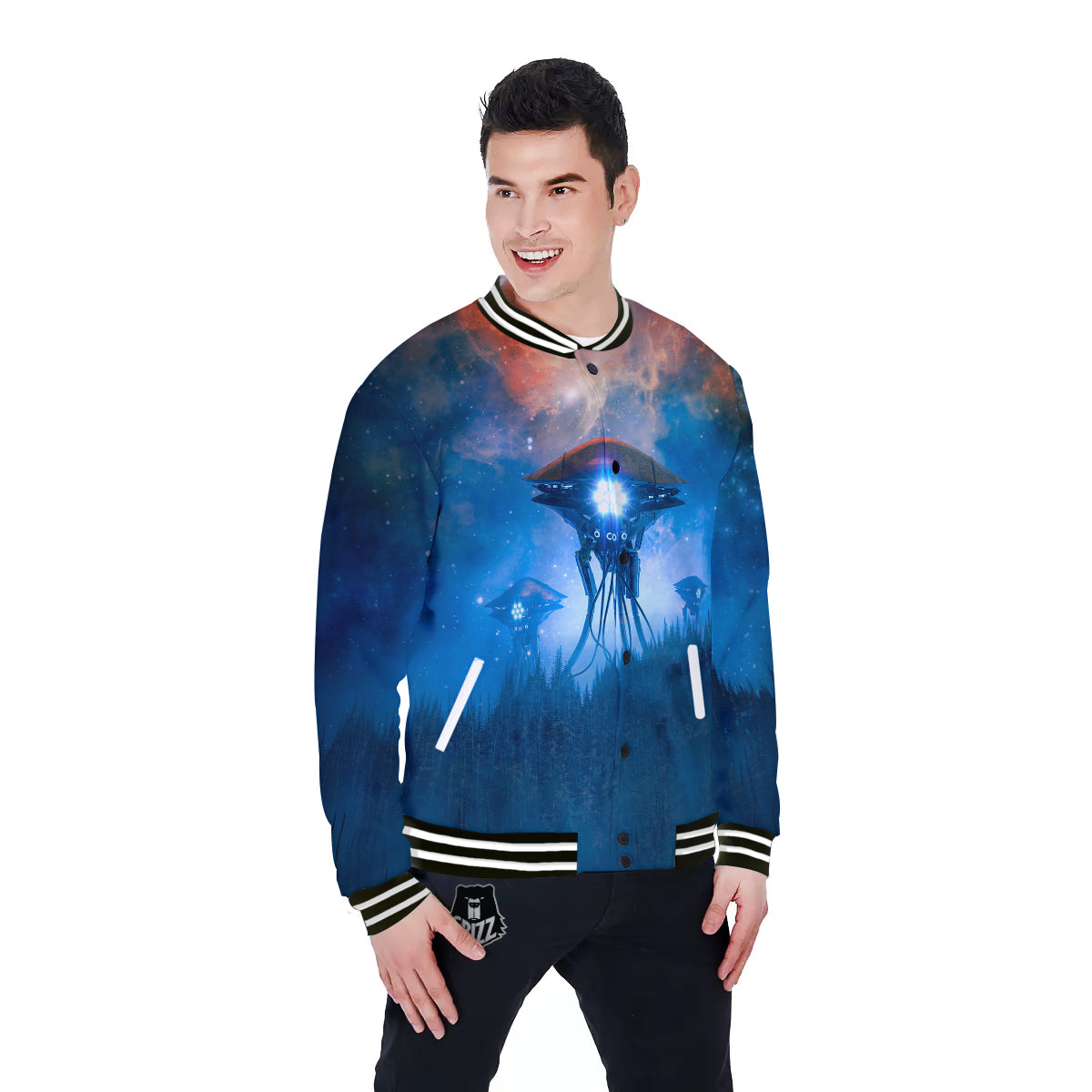 Alien Machines Print Baseball Jacket-grizzshop