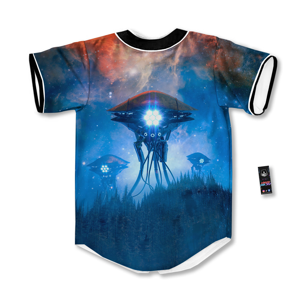 Alien Machines Print Baseball Jersey-grizzshop