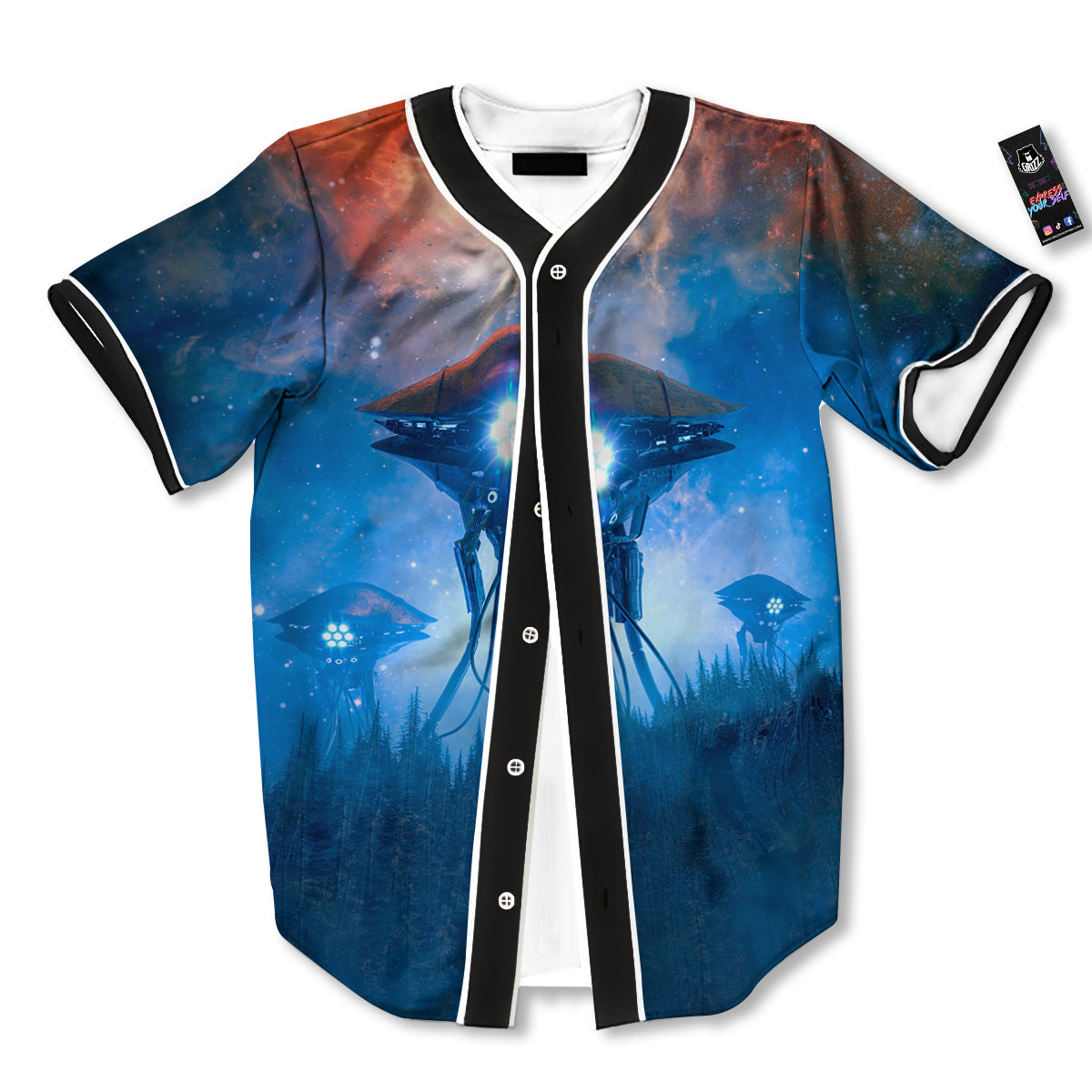 Alien Machines Print Baseball Jersey-grizzshop