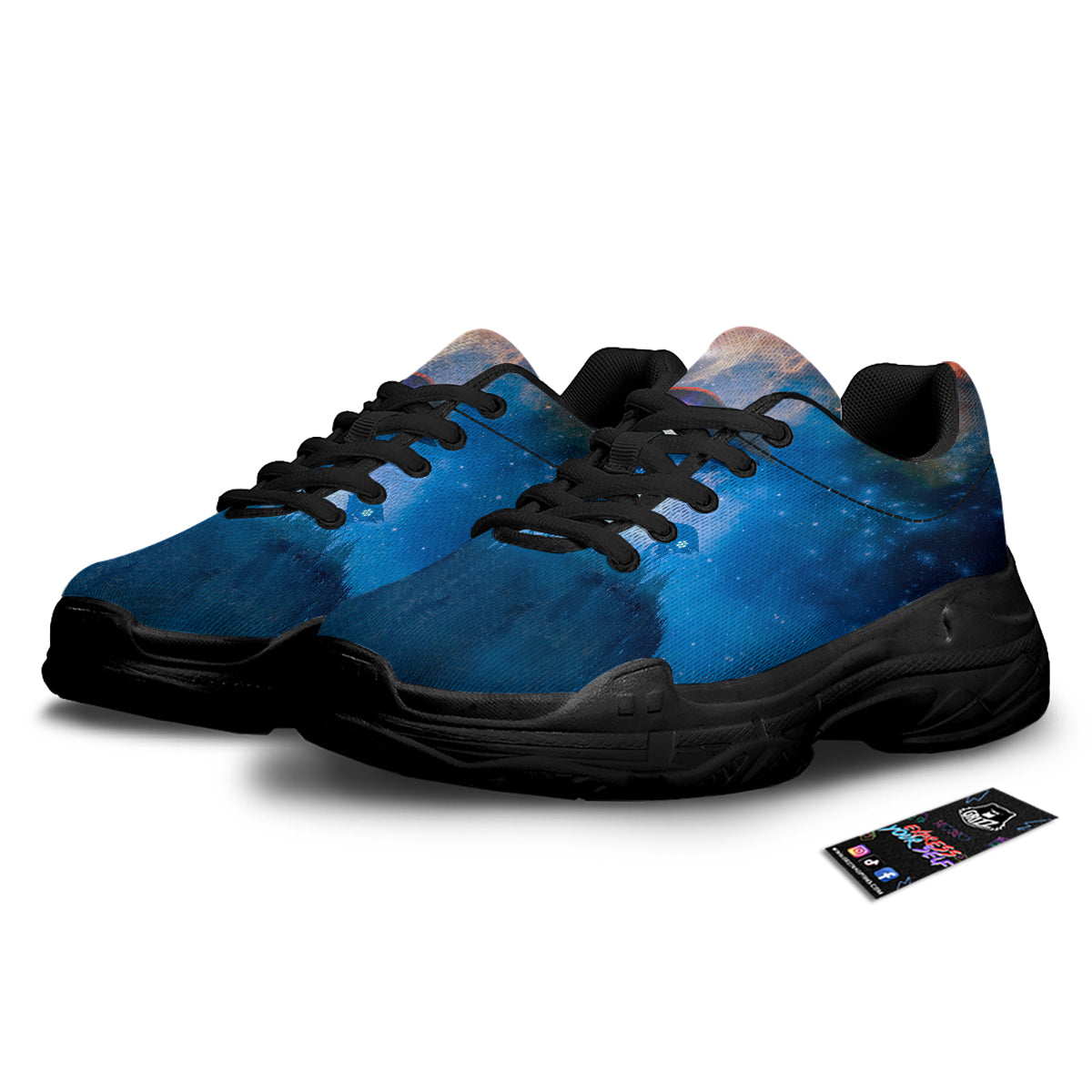 Alien Machines Print Black Chunky Shoes-grizzshop