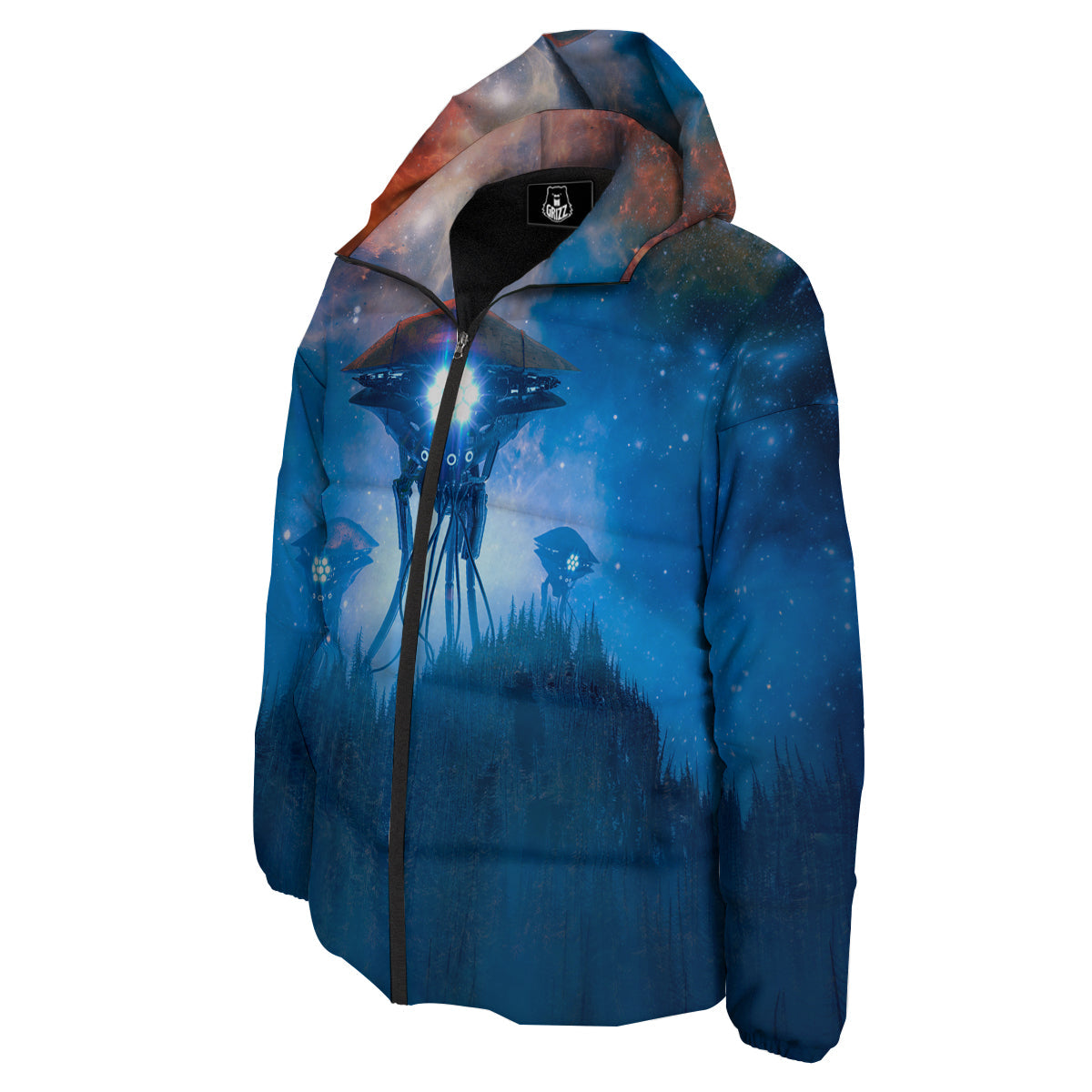 Alien Machines Print Down Jacket-grizzshop