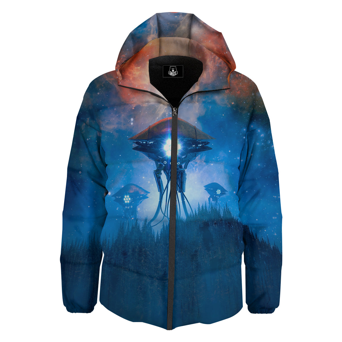 Alien Machines Print Down Jacket-grizzshop
