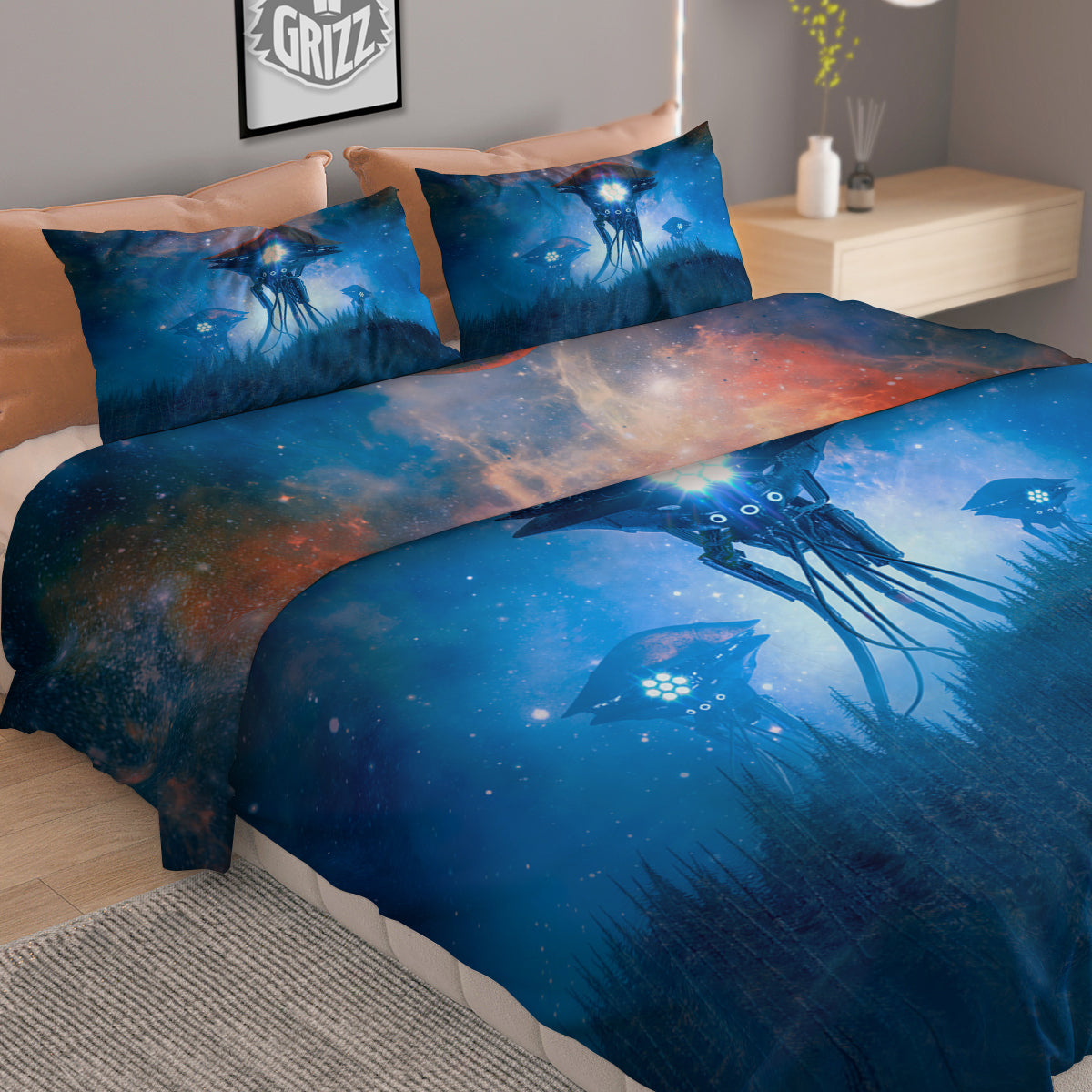 Alien Machines Print Duvet Cover Bedding Set