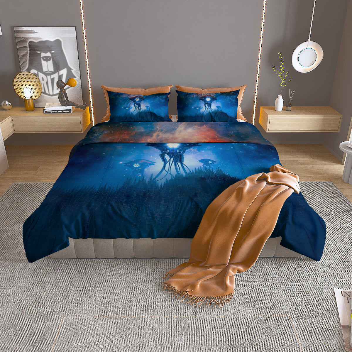 Alien Machines Print Duvet Cover Bedding Set