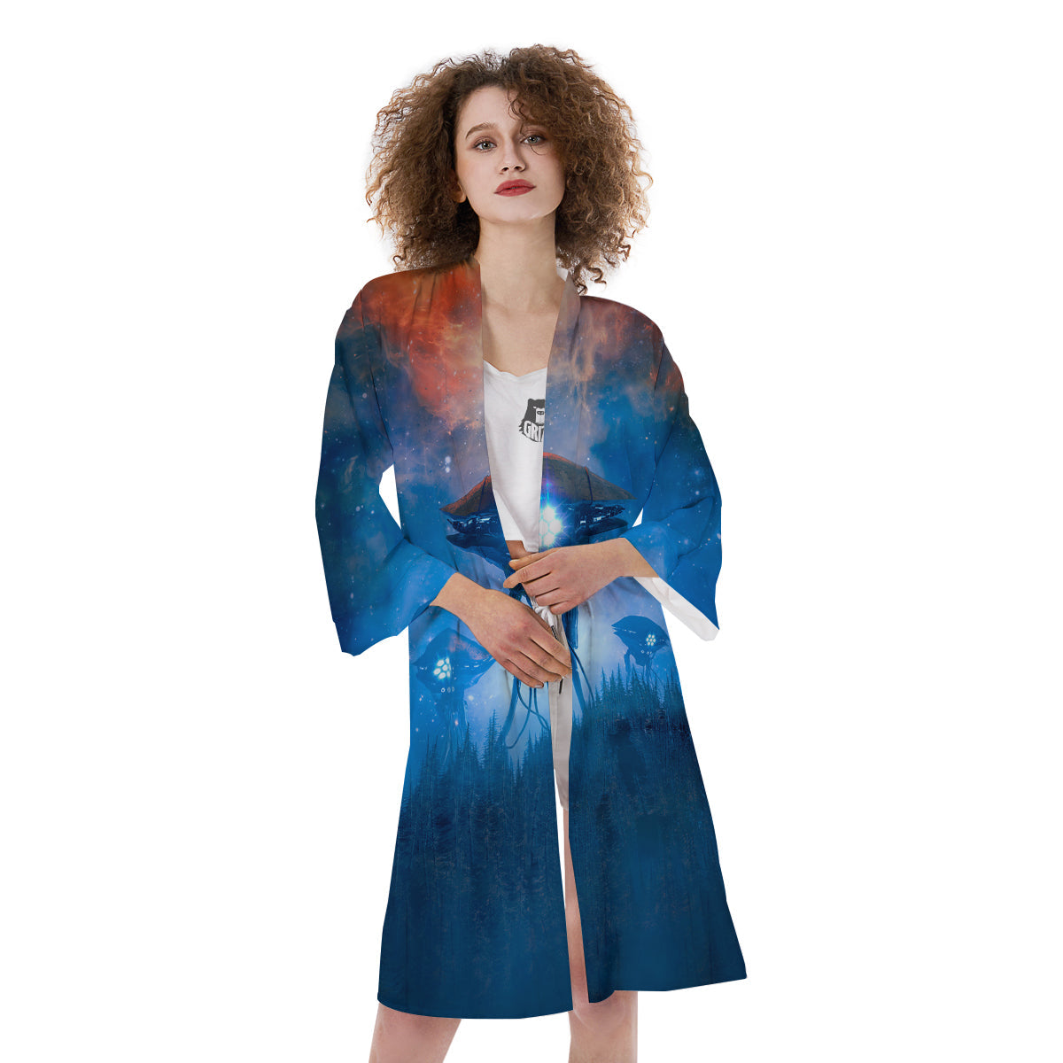 Alien Machines Print Kimono-grizzshop