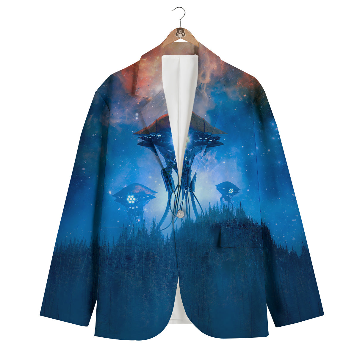 Alien Machines Print Men's Blazer-grizzshop