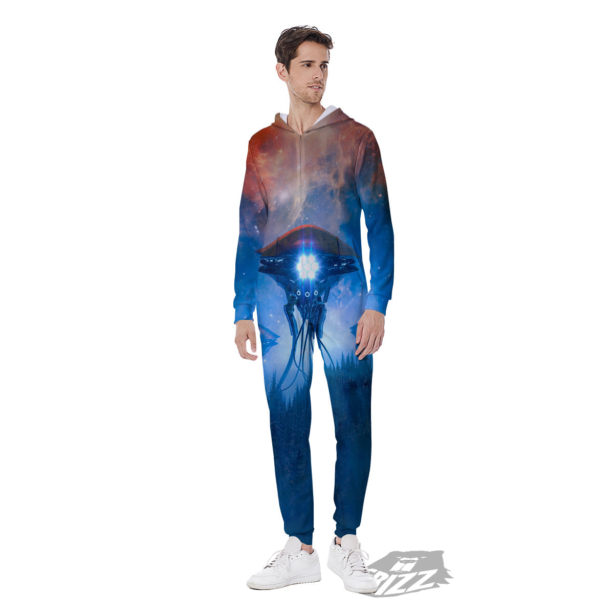 Alien Machines Print Men's Jumpsuit-grizzshop