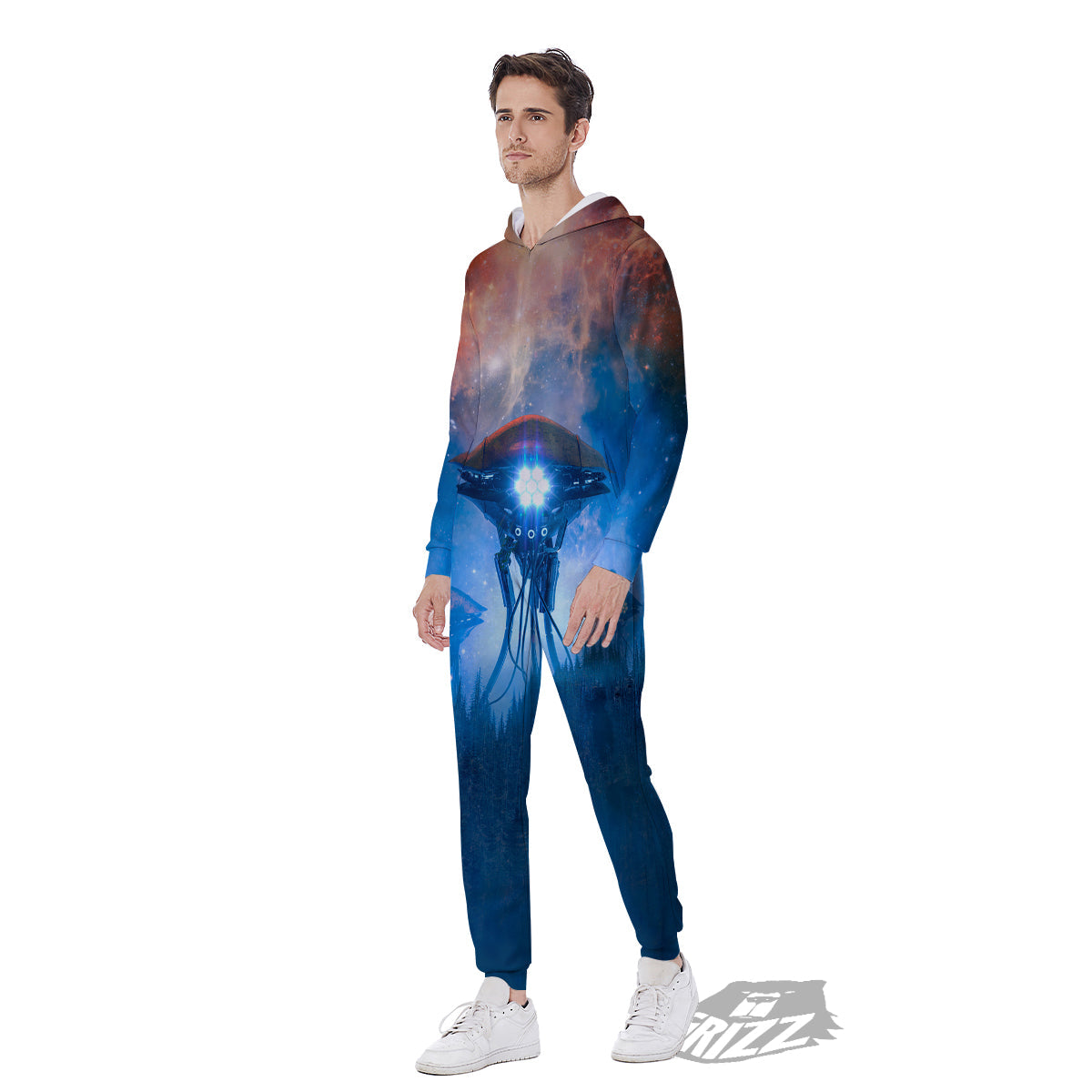 Alien Machines Print Men's Jumpsuit-grizzshop