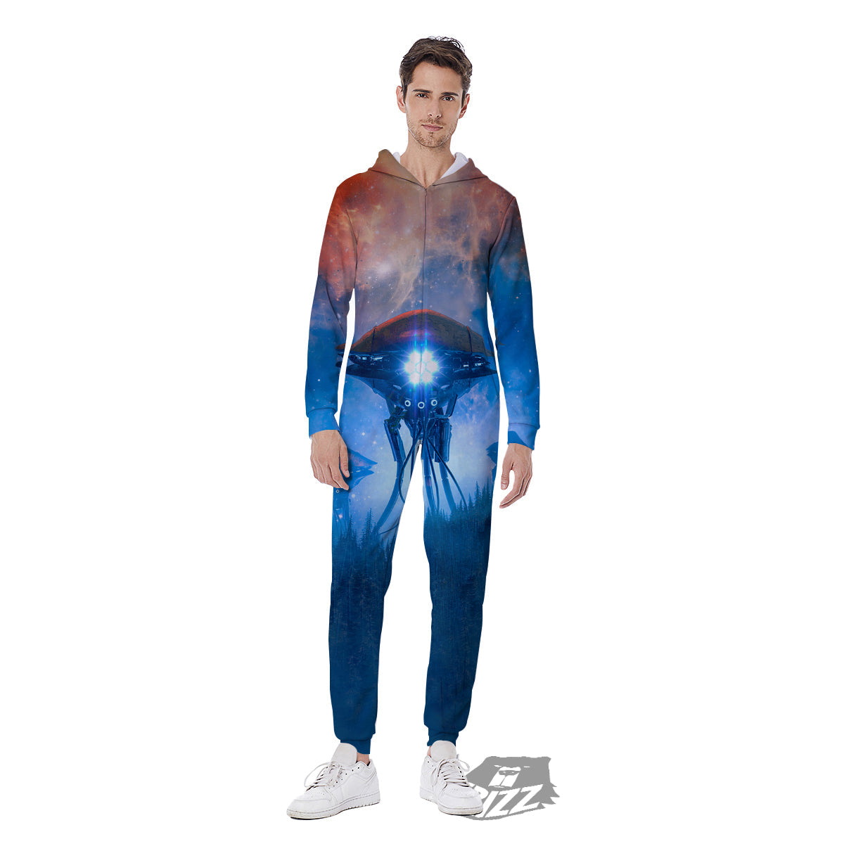 Alien Machines Print Men's Jumpsuit-grizzshop