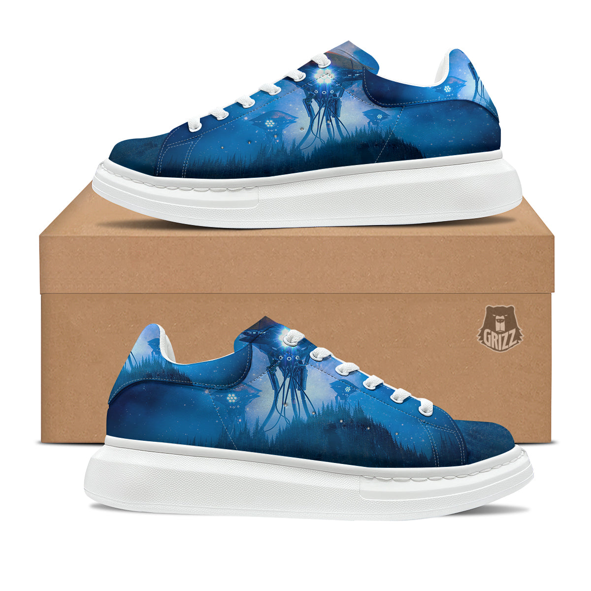 Alien Machines Print Platform Shoes-grizzshop