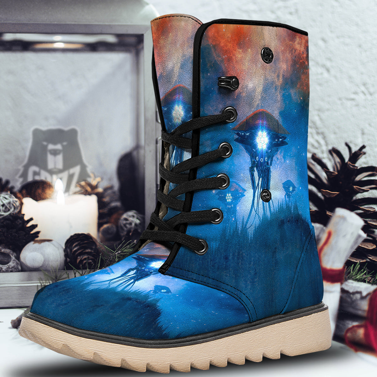 Alien Machines Print Snow Boots-grizzshop