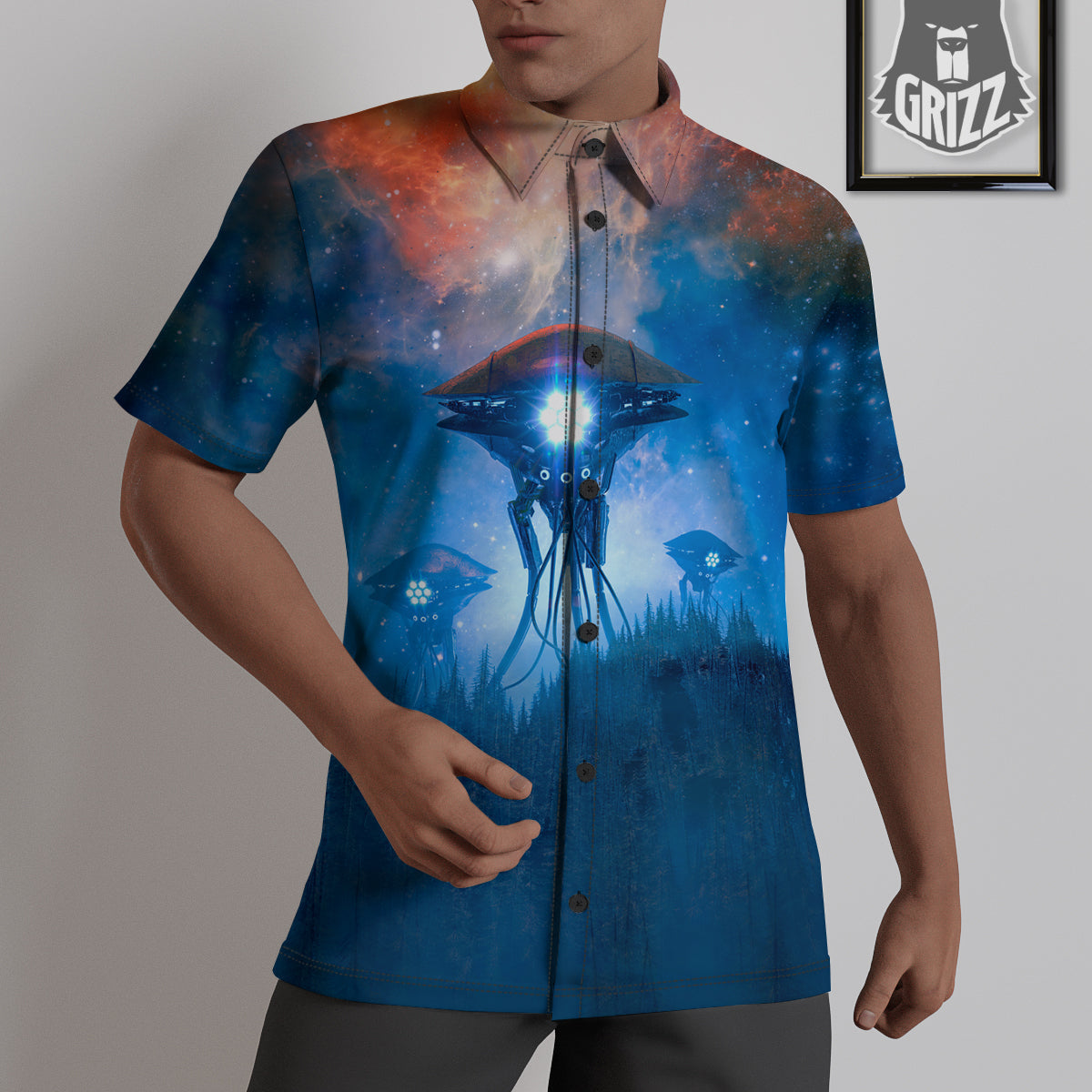 Alien Machines Print Untucked Shirts-grizzshop