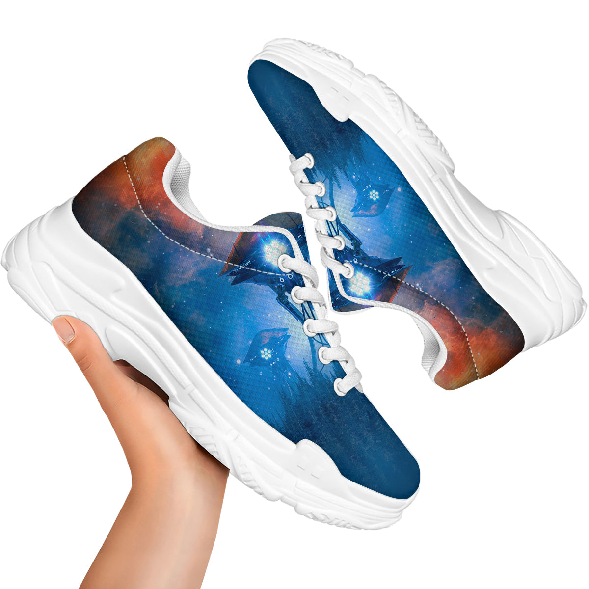 Alien Machines Print White Chunky Shoes-grizzshop