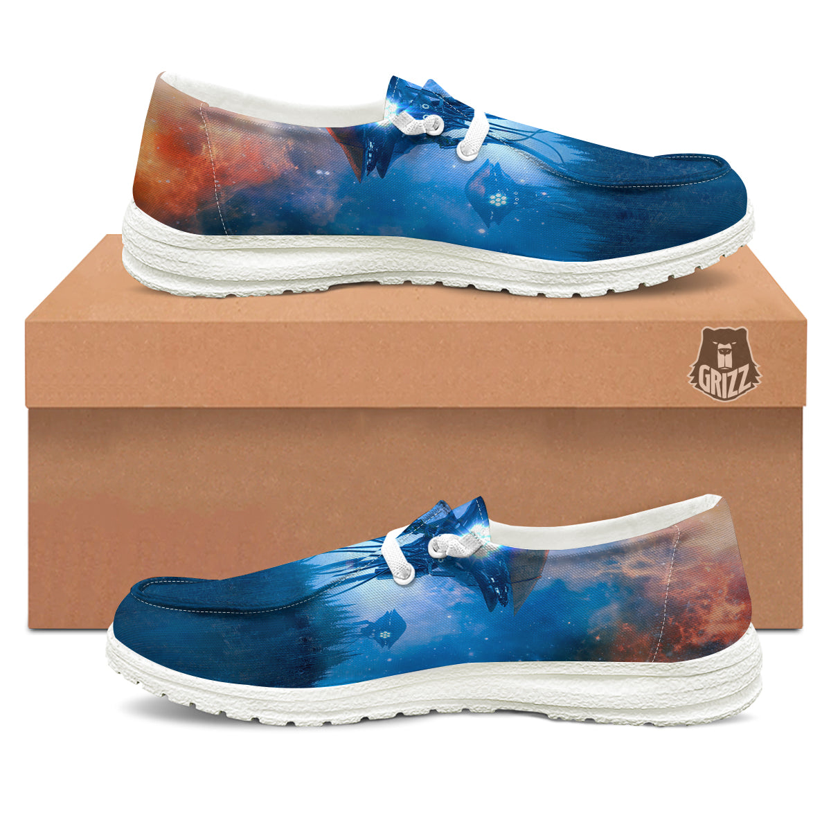 Alien Machines Print White Loafers-grizzshop